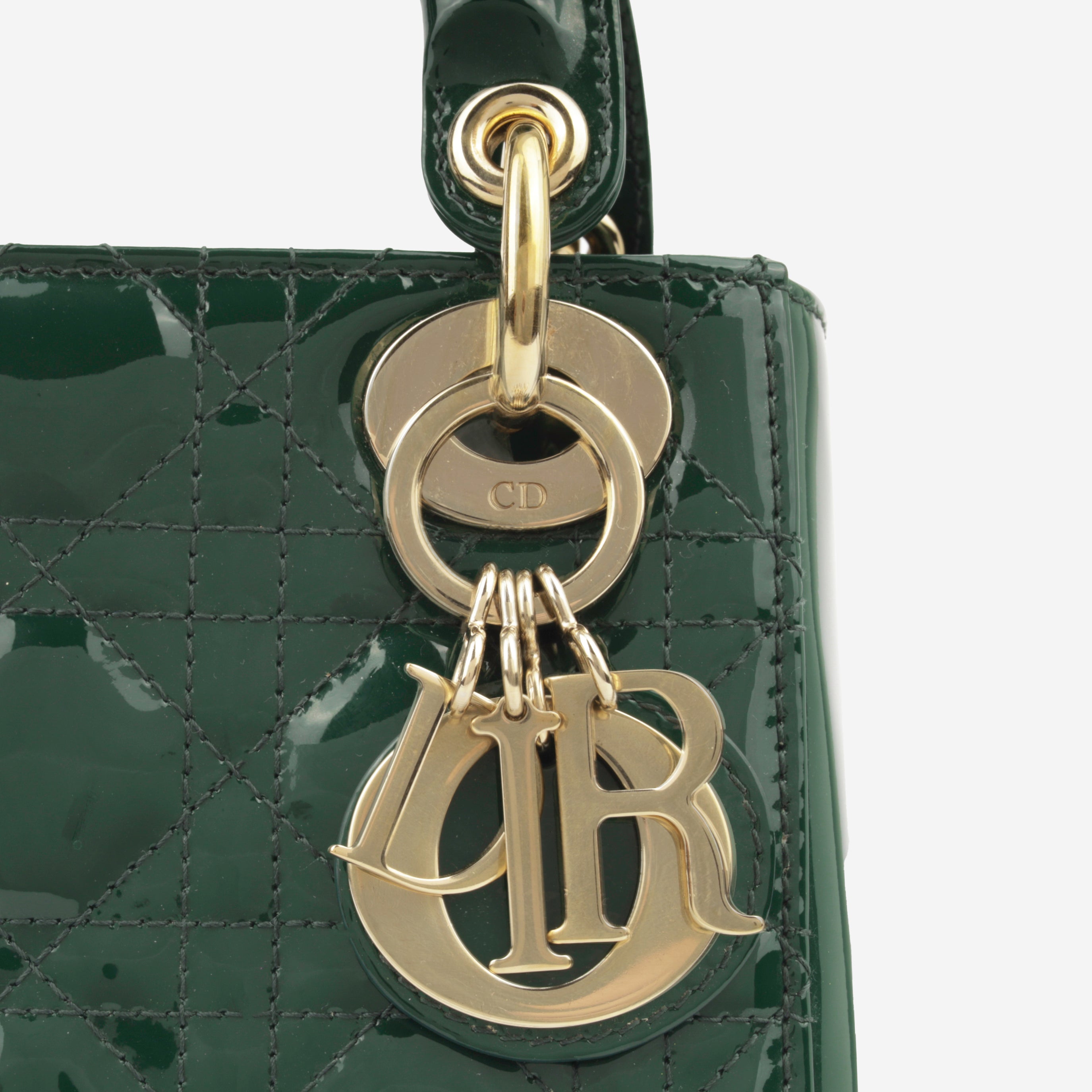 Dior - Mini Lady Dior - Hunter Green Patent Leather - CGHW - Great