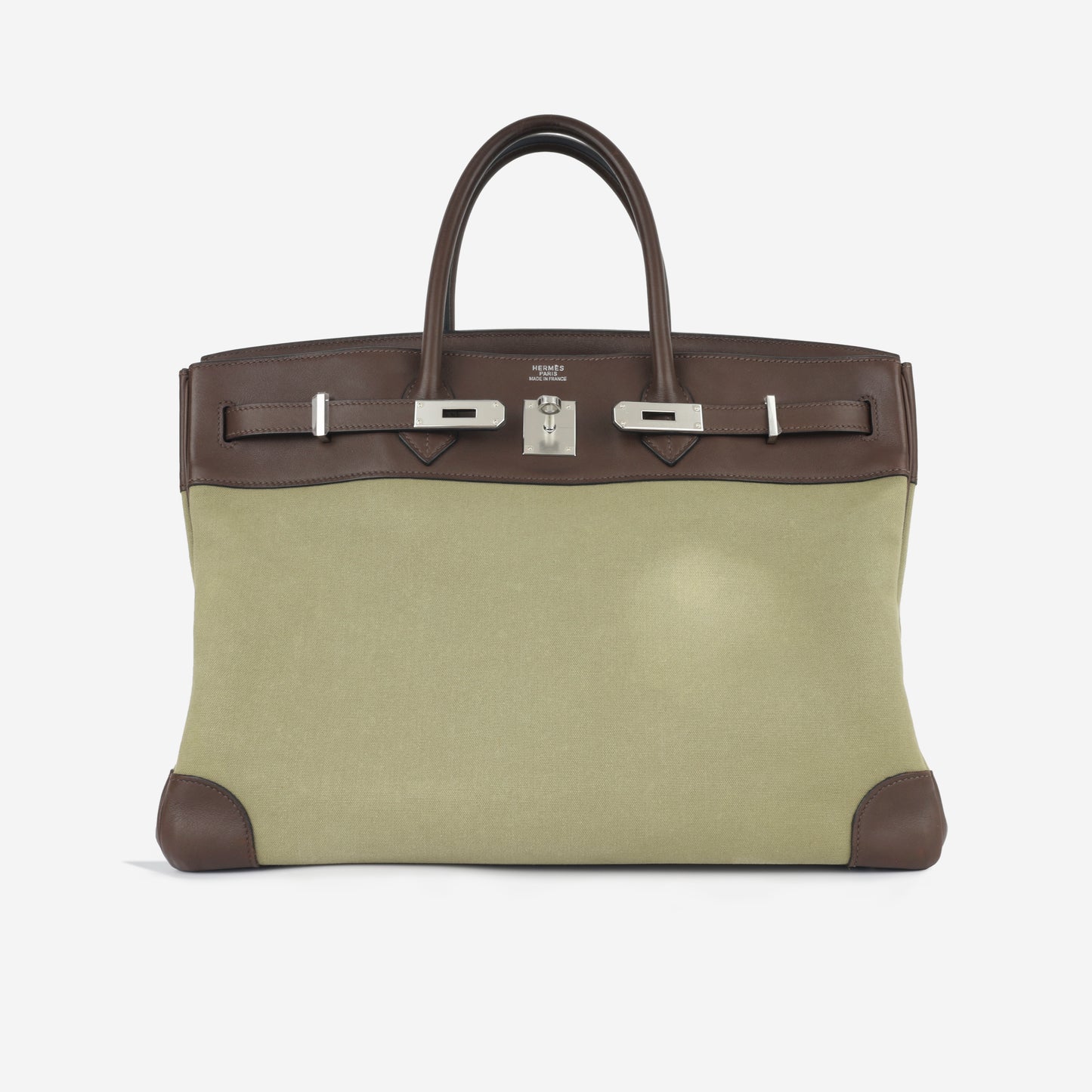 Birkin 40 Toile - Chocolat Swift/Vert Olive