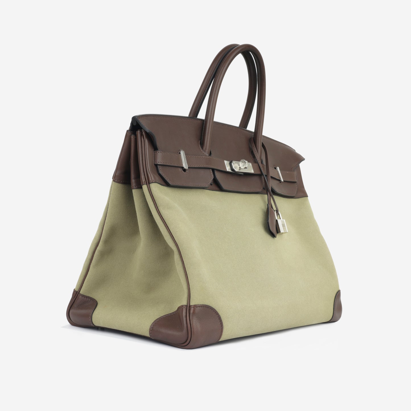 Birkin 40 Toile - Chocolat Swift/Vert Olive