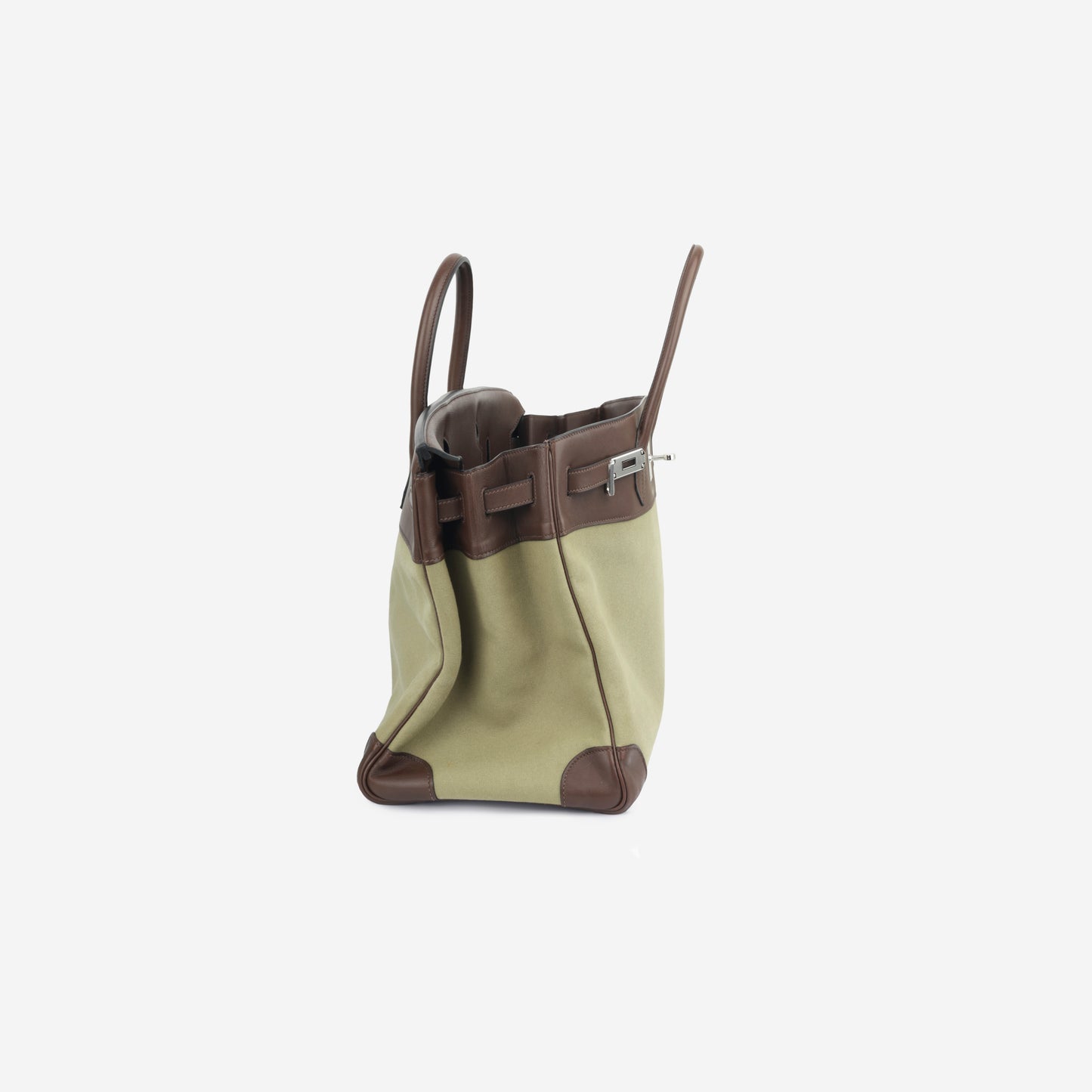 Birkin 40 Toile - Chocolat Swift/Vert Olive