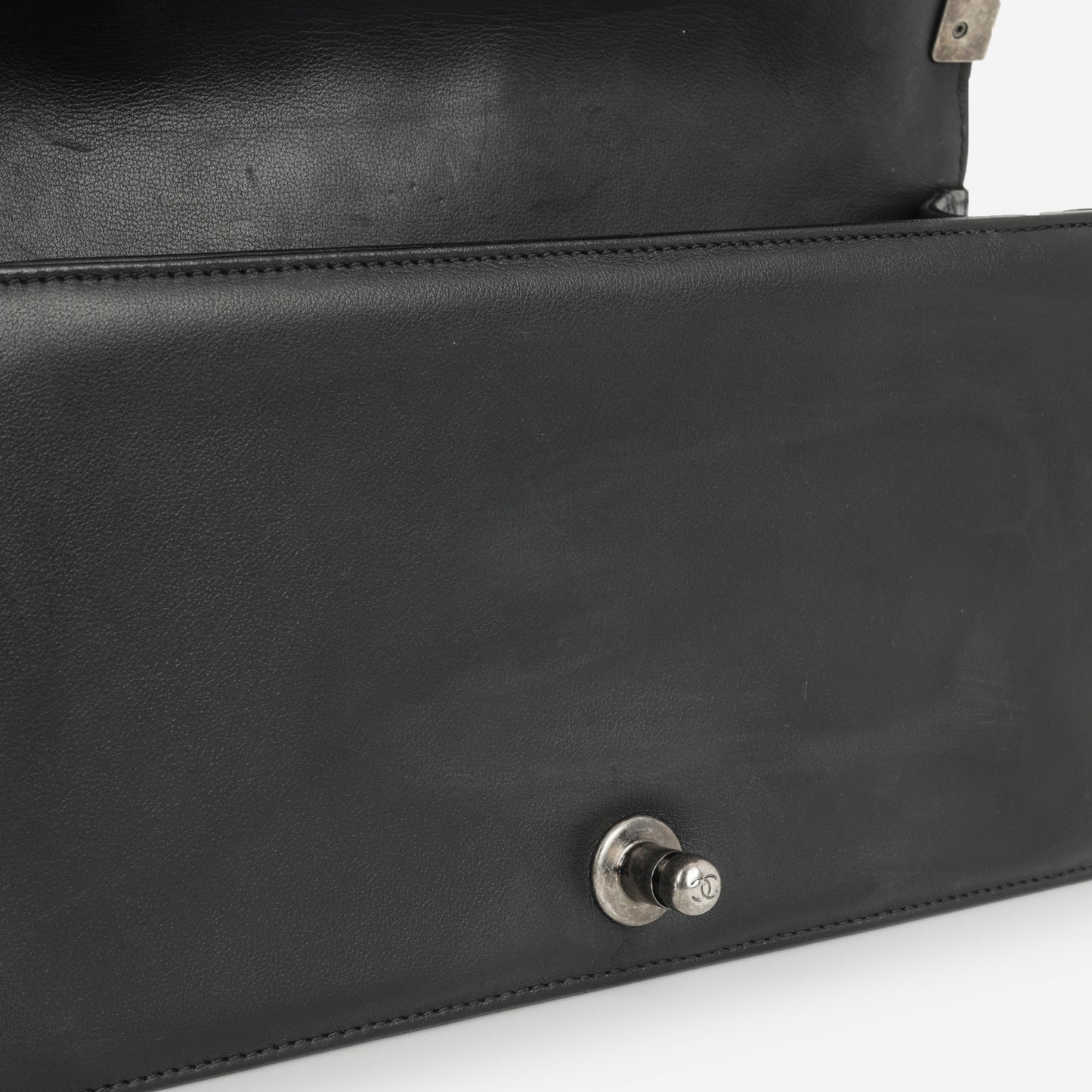 Chanel Old Medium Boy Bag - Black Lambskin | Ruthenium Hardware