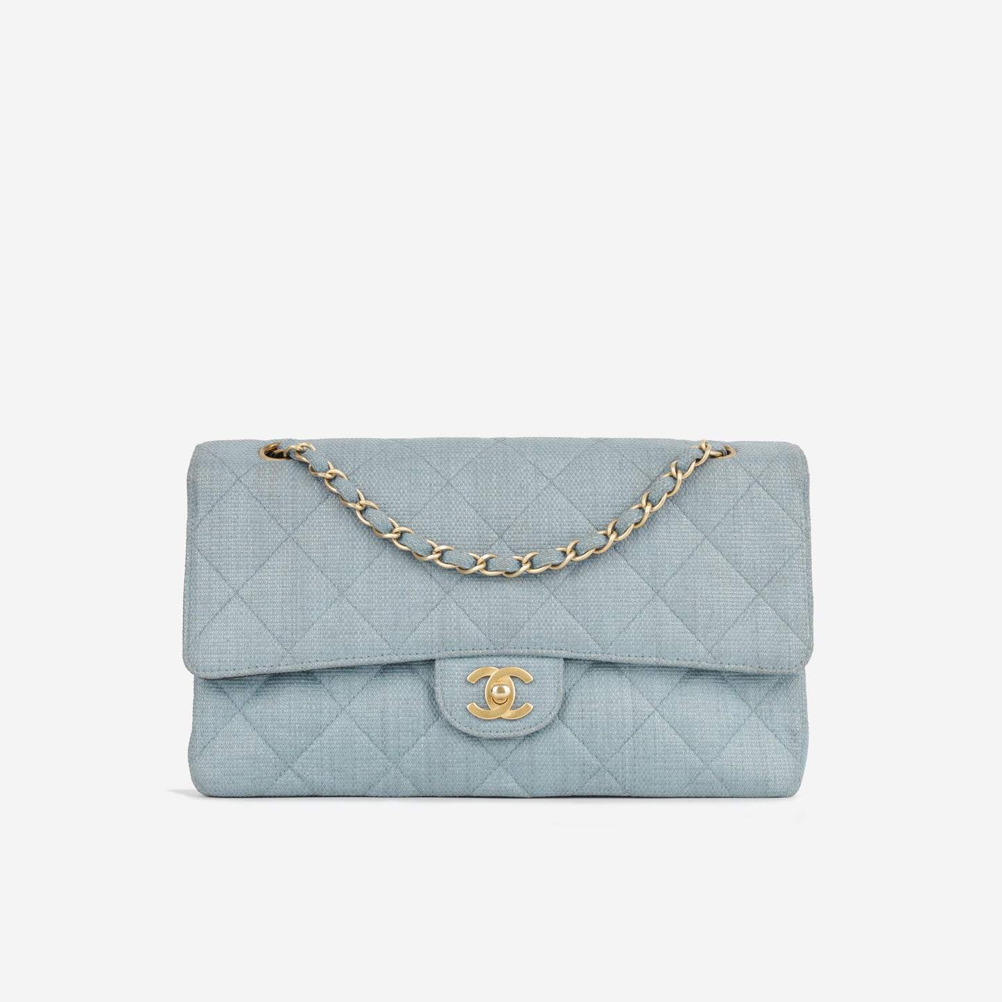 Classic Flap Bag - Blue Raffia