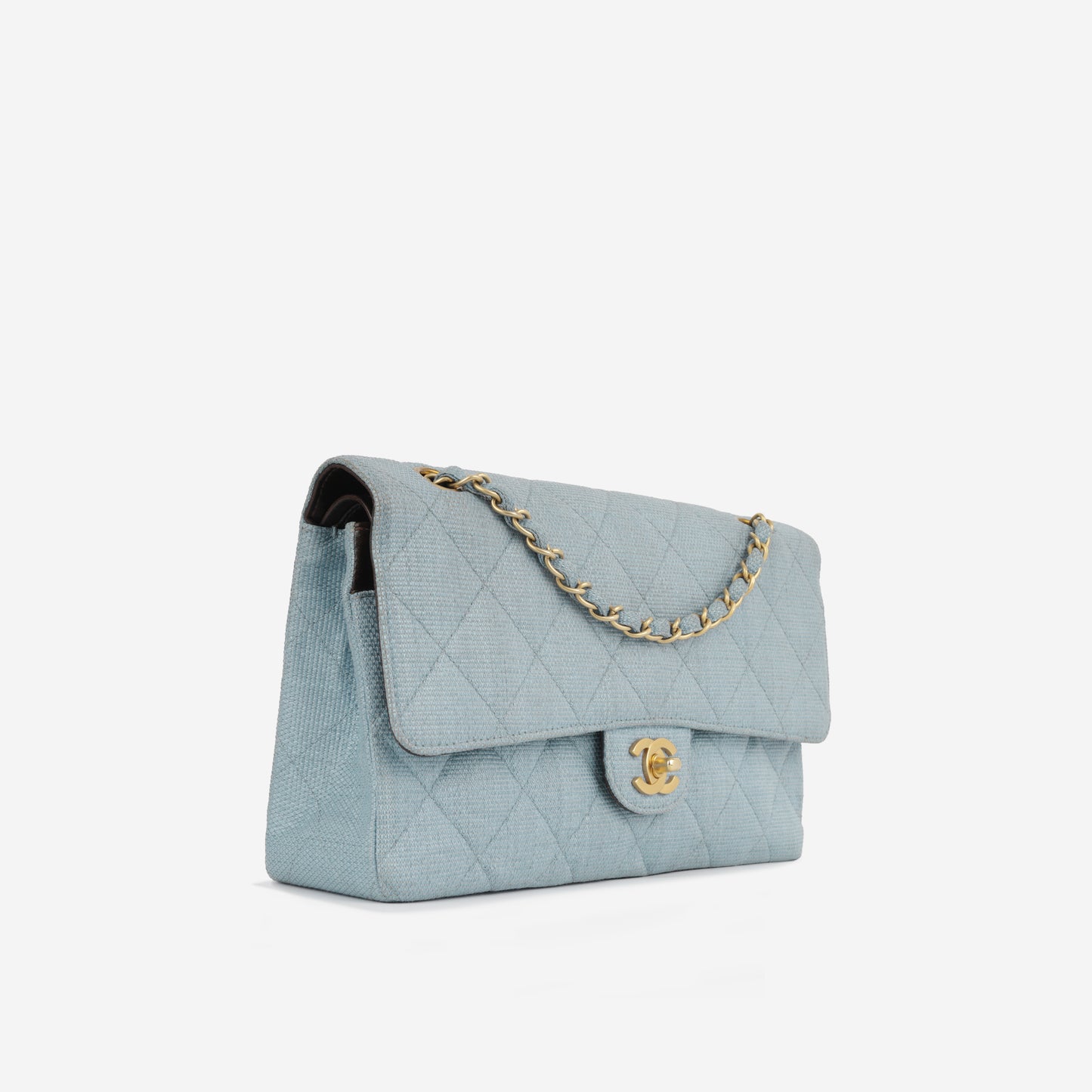 Classic Flap Bag - Blue Raffia