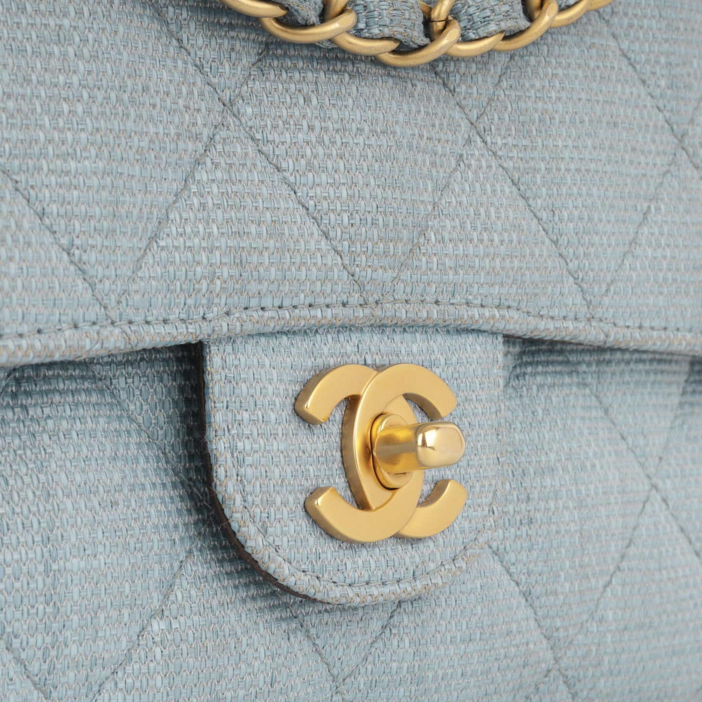 Classic Flap Bag - Blue Raffia