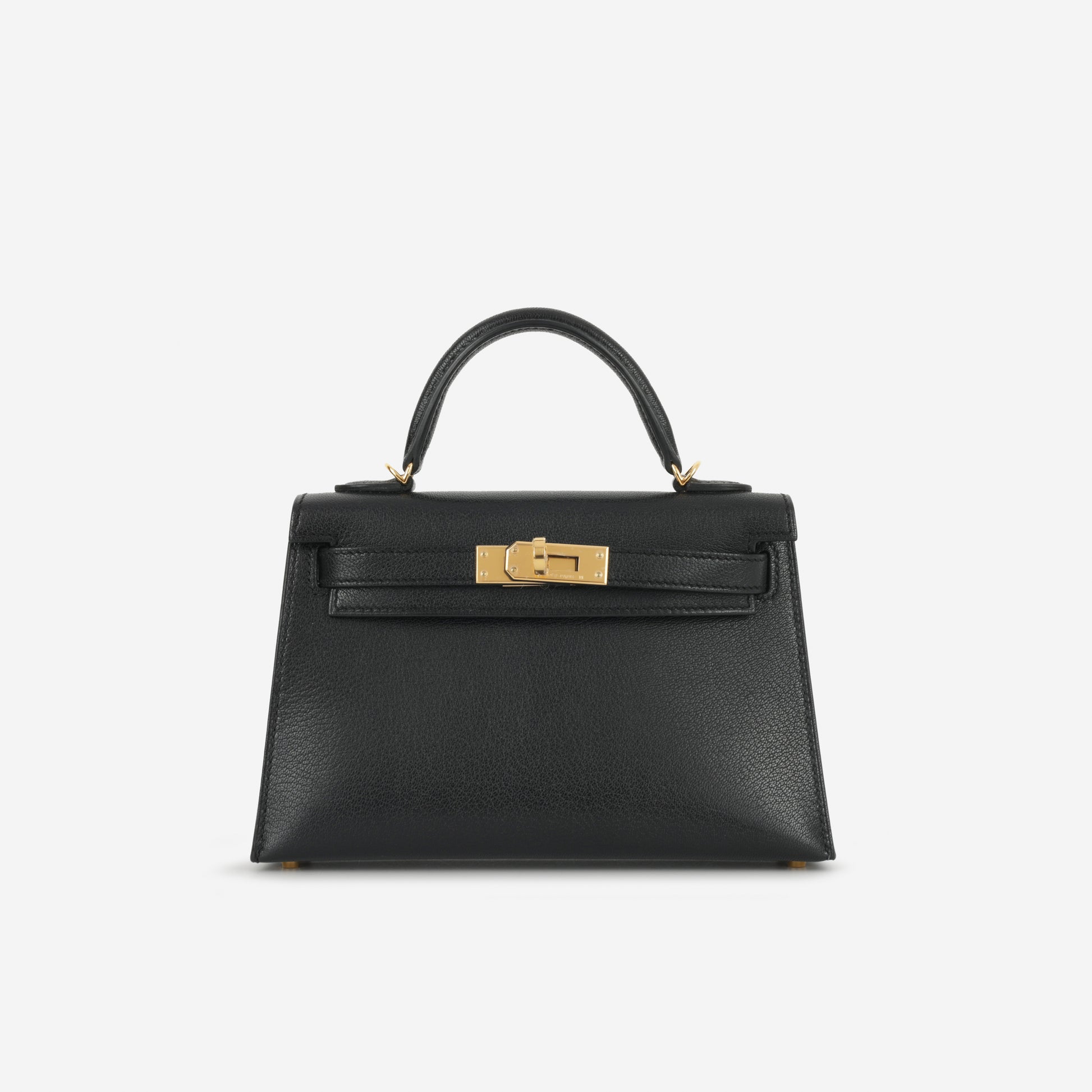 Hermès Mini Kelly - Black Chevre Chamkila | Gold Hardware - Bagista