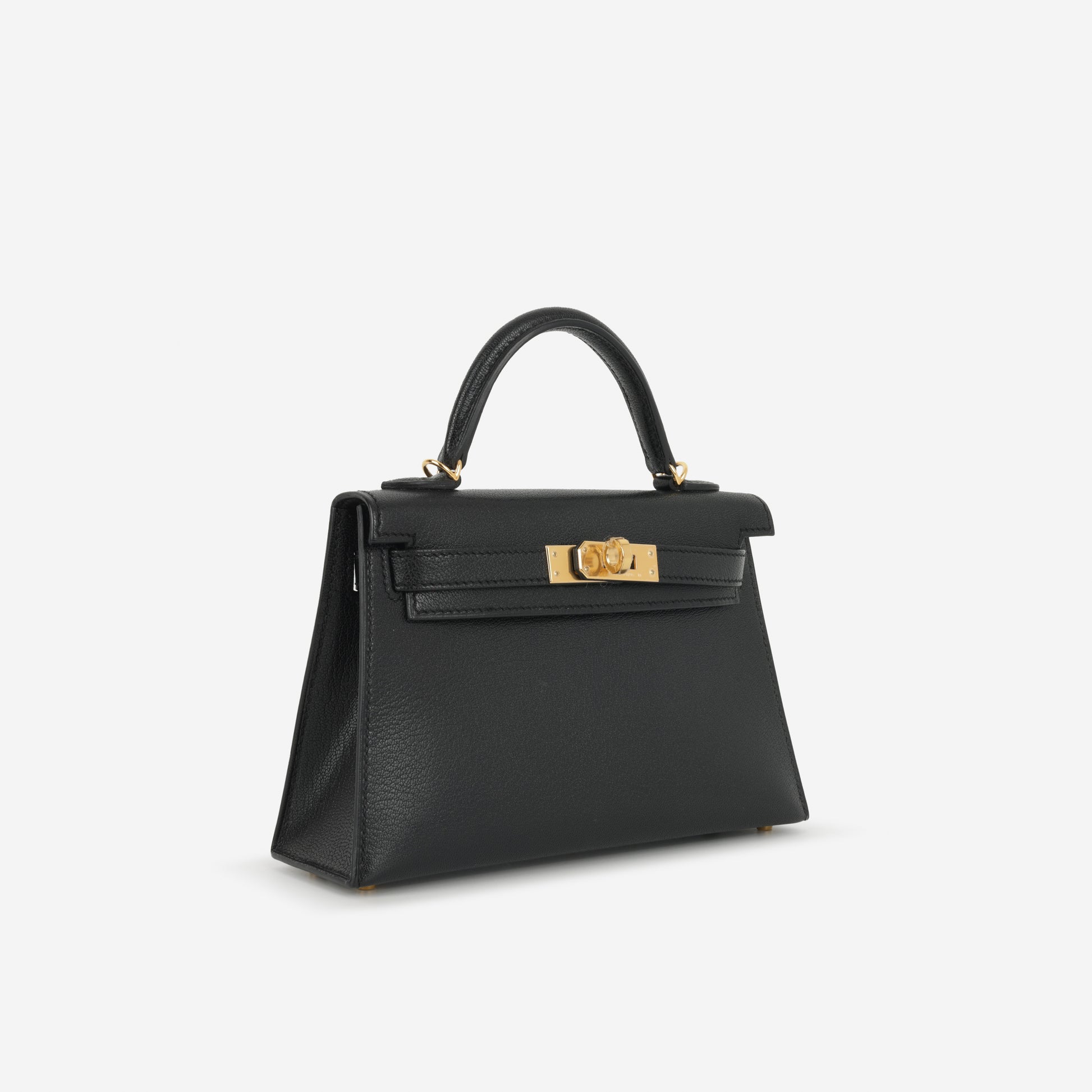 Hermès Mini Kelly - Black Chevre Chamkila | Gold Hardware - Bagista