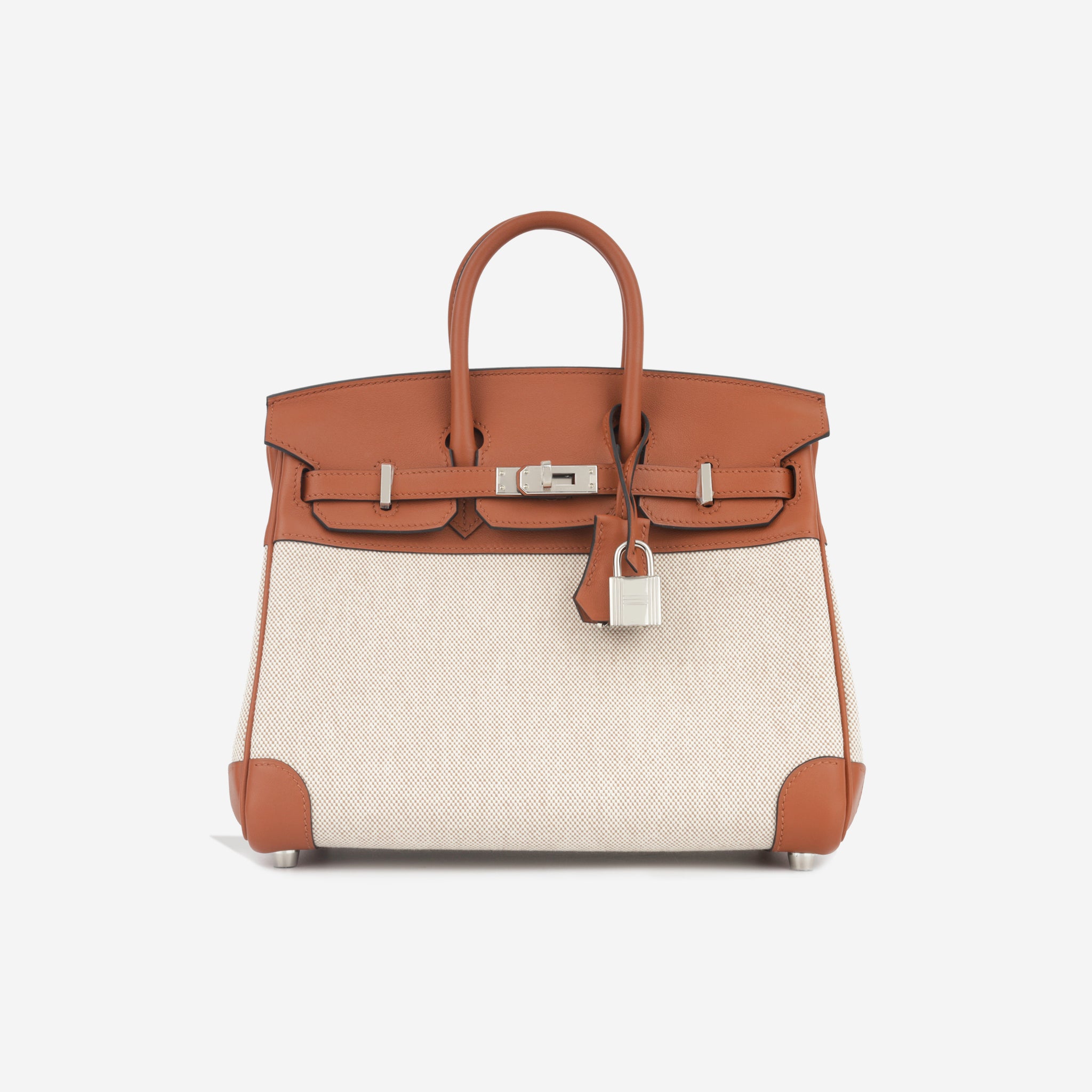 Hermès - Birkin 25 Toile - Cuivre Swift/ Quadrille toile - 2023 | Bagista