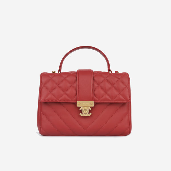 In The City Top Handle - Red Calfskin