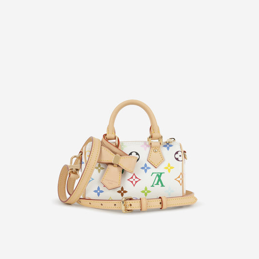Louis Vuitton X Takashi Murakami Nano Speedy - Multicolore Monogram | Gold Hardware - Bagista