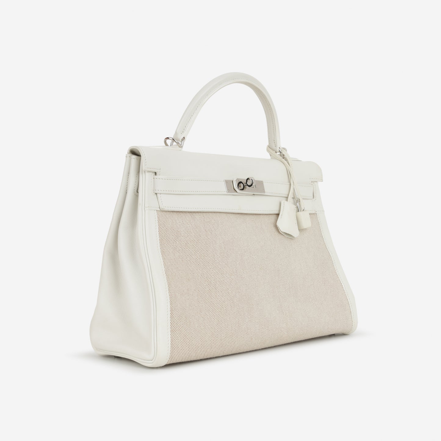 Hermès Vintage Kelly 32 - Blanc Swift / Ecru Toile | Palladium Hardware
