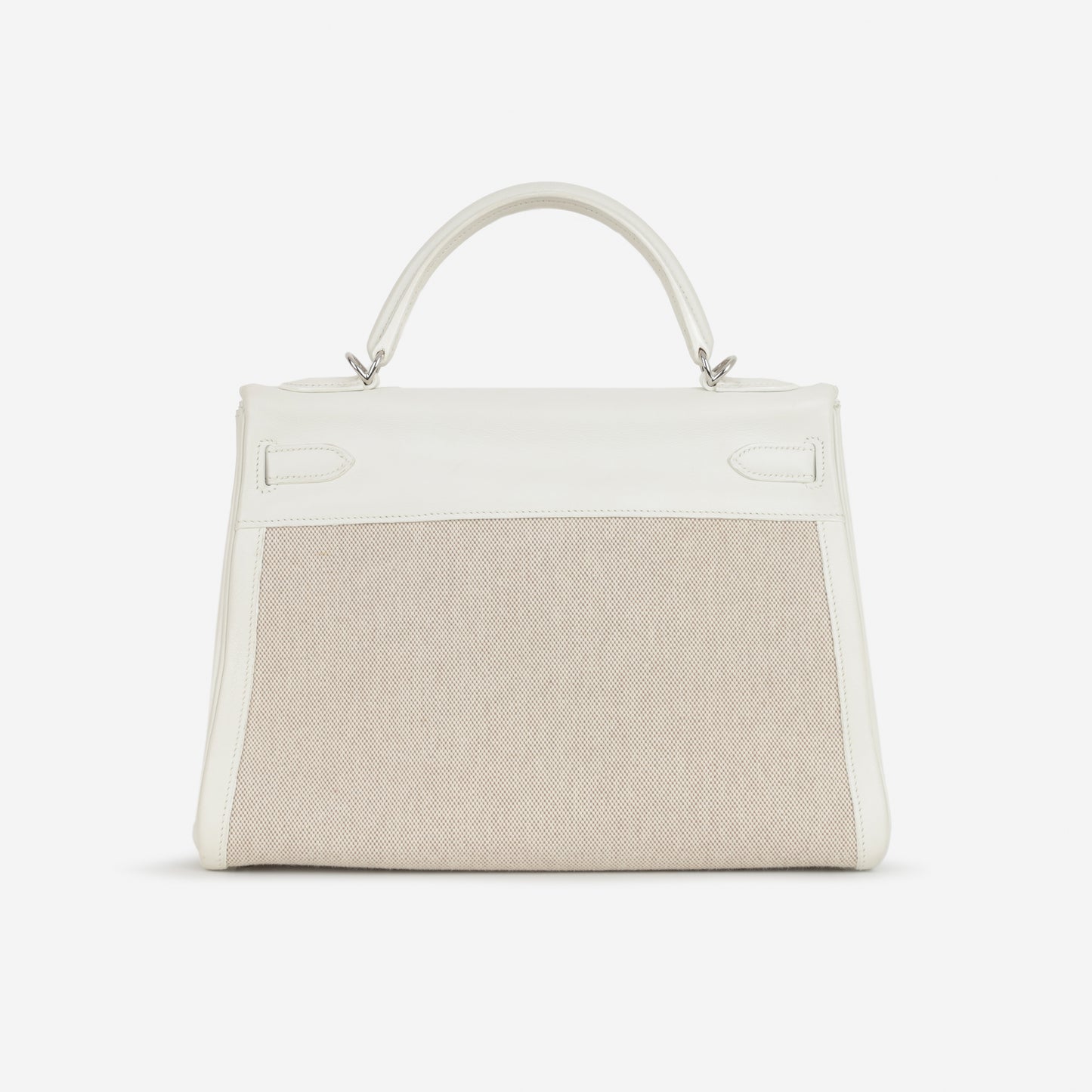 Hermès Vintage Kelly 32 - Blanc Swift / Ecru Toile | Palladium Hardware