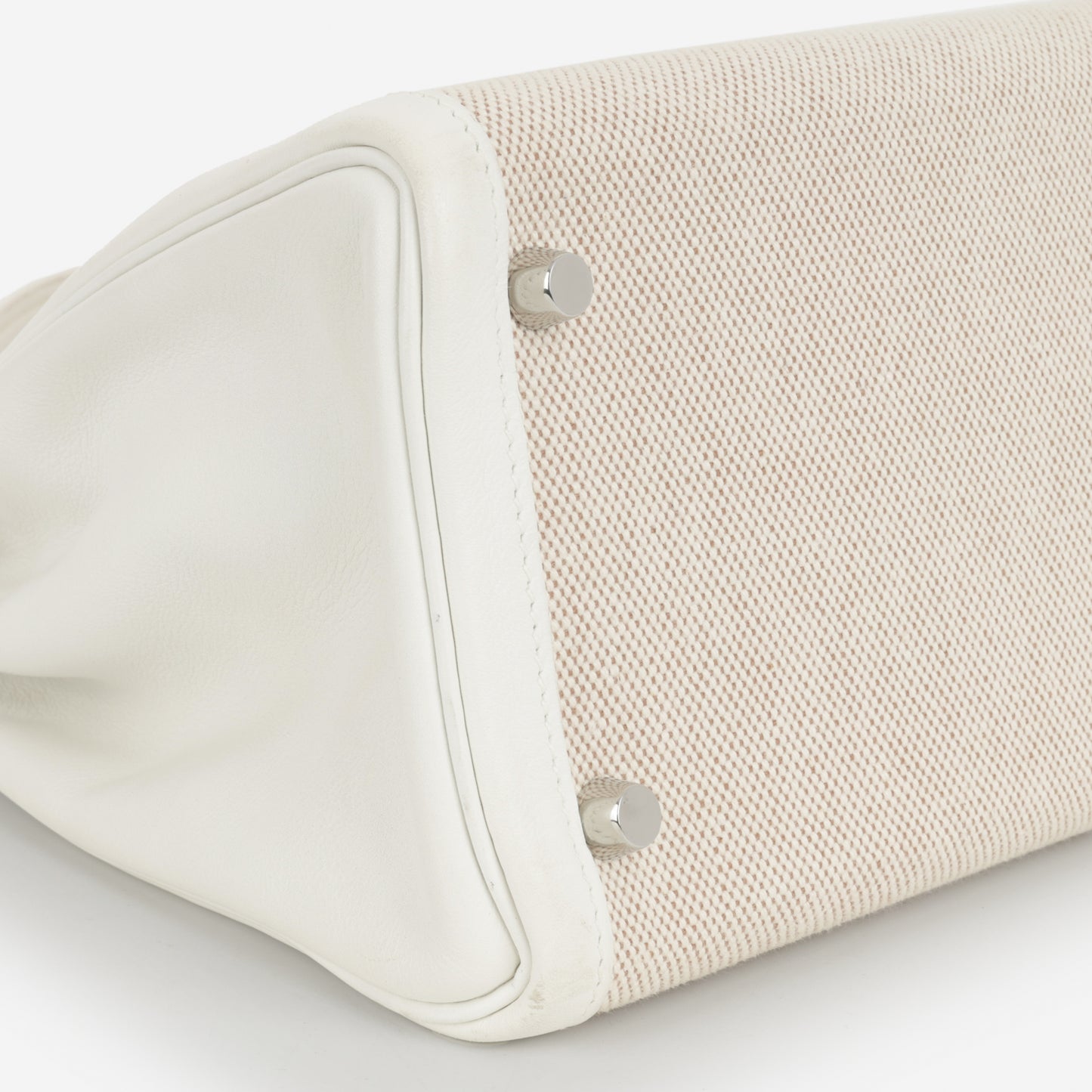 Hermès Vintage Kelly 32 - Blanc Swift / Ecru Toile | Palladium Hardware