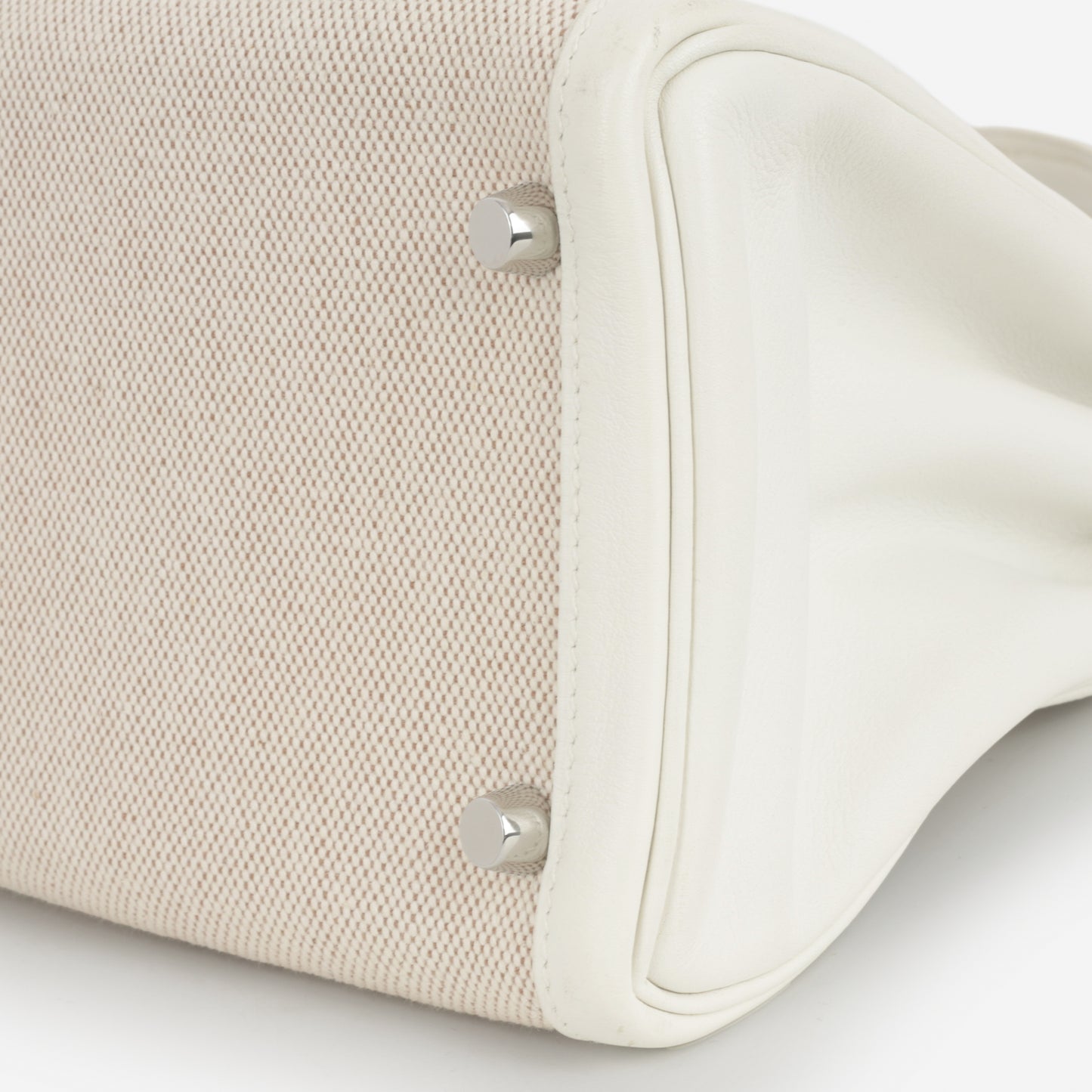 Hermès Vintage Kelly 32 - Blanc Swift / Ecru Toile | Palladium Hardware