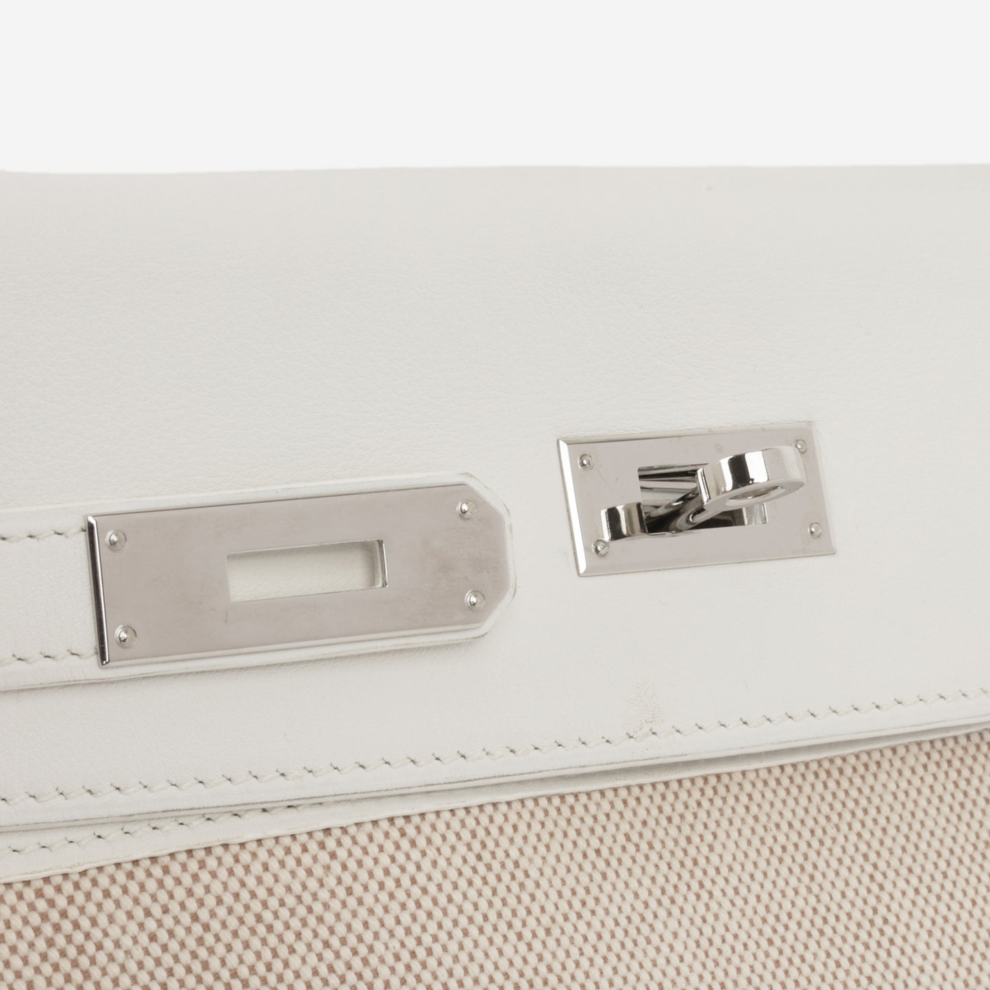 Hermès Vintage Kelly 32 - Blanc Swift / Ecru Toile | Palladium Hardware
