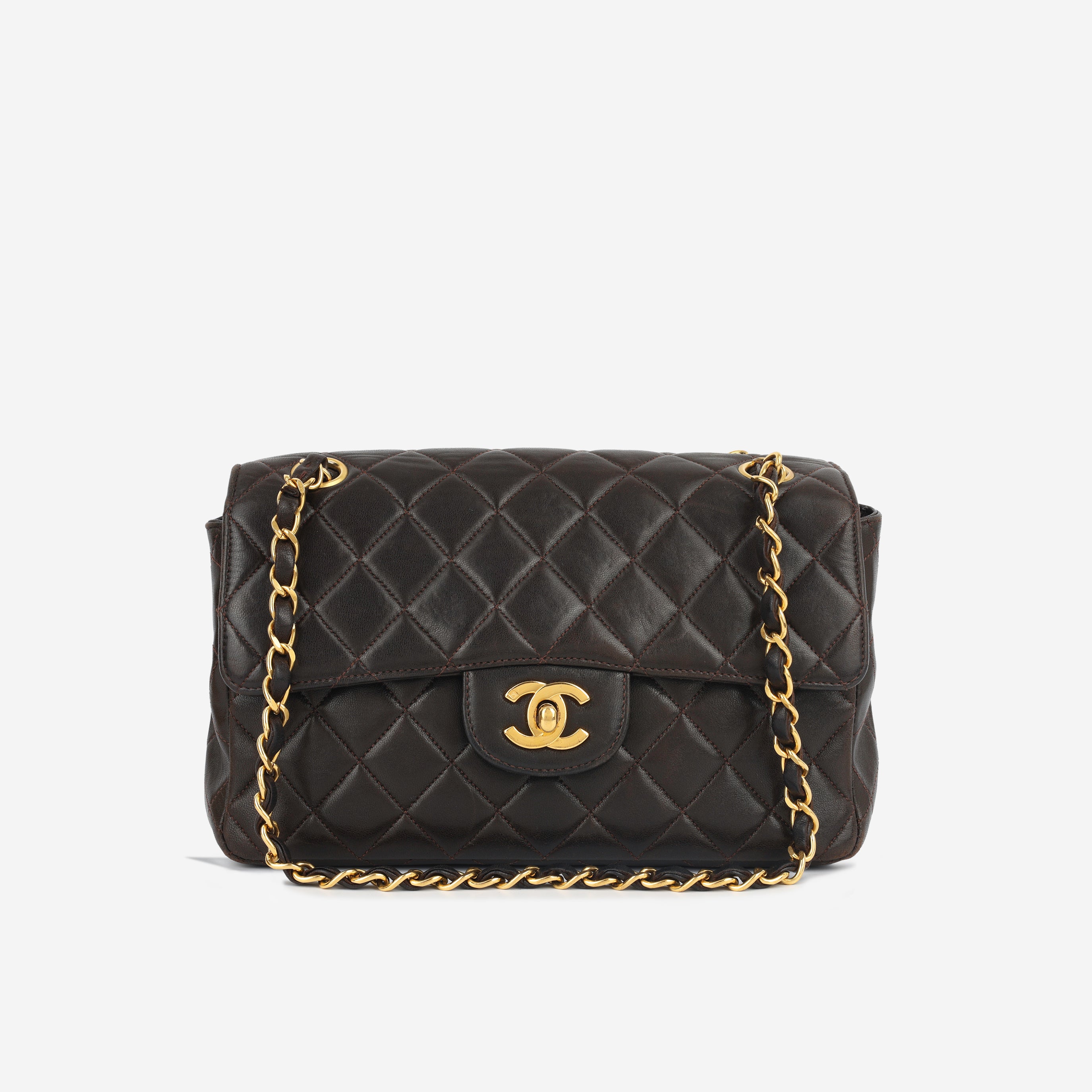Chanel - Double Sided Classic Flap Bag - Brown Lambskin AGHW - Pre