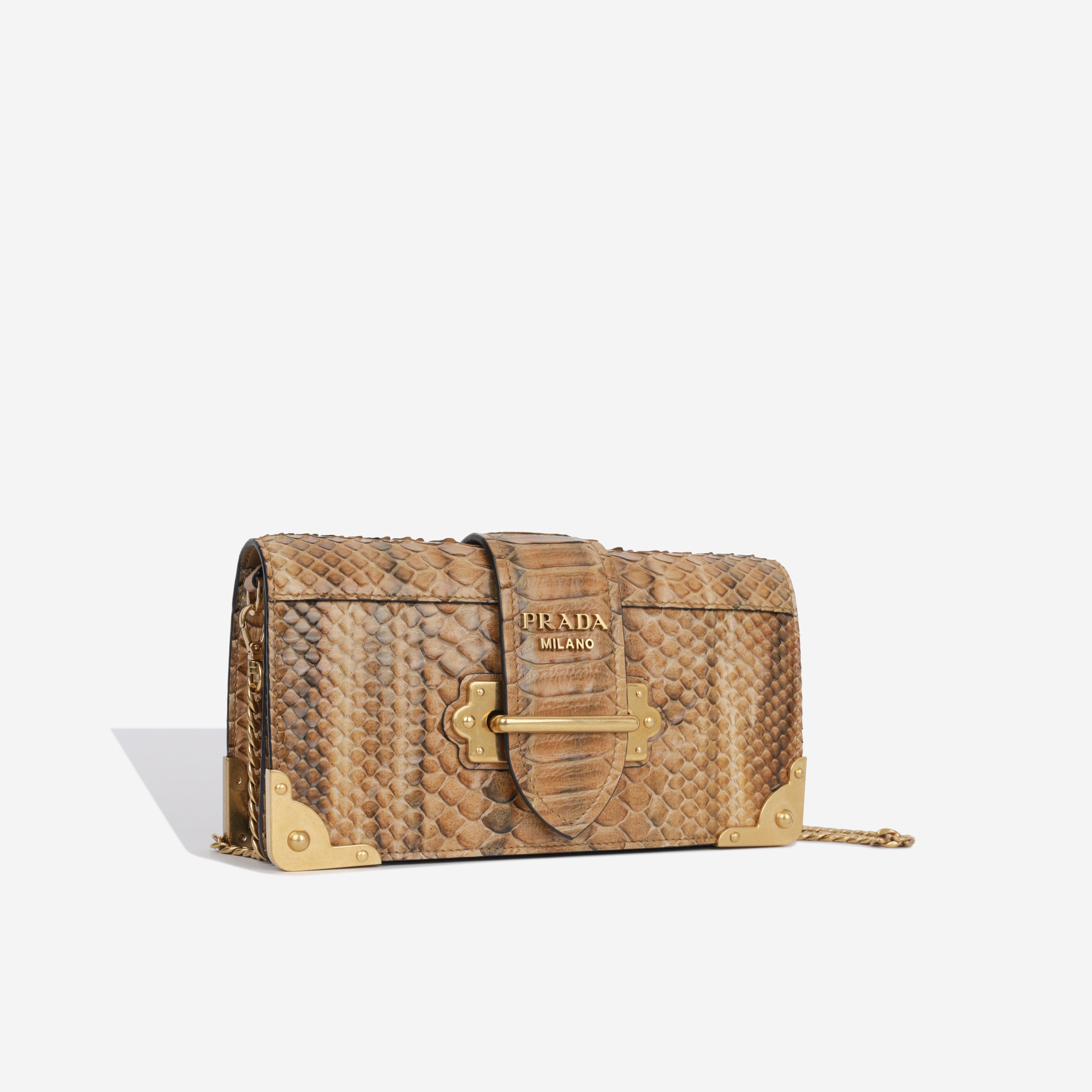 Prada - Cahier Clutch - Brown Python - GHW - Pre Loved – Bagista