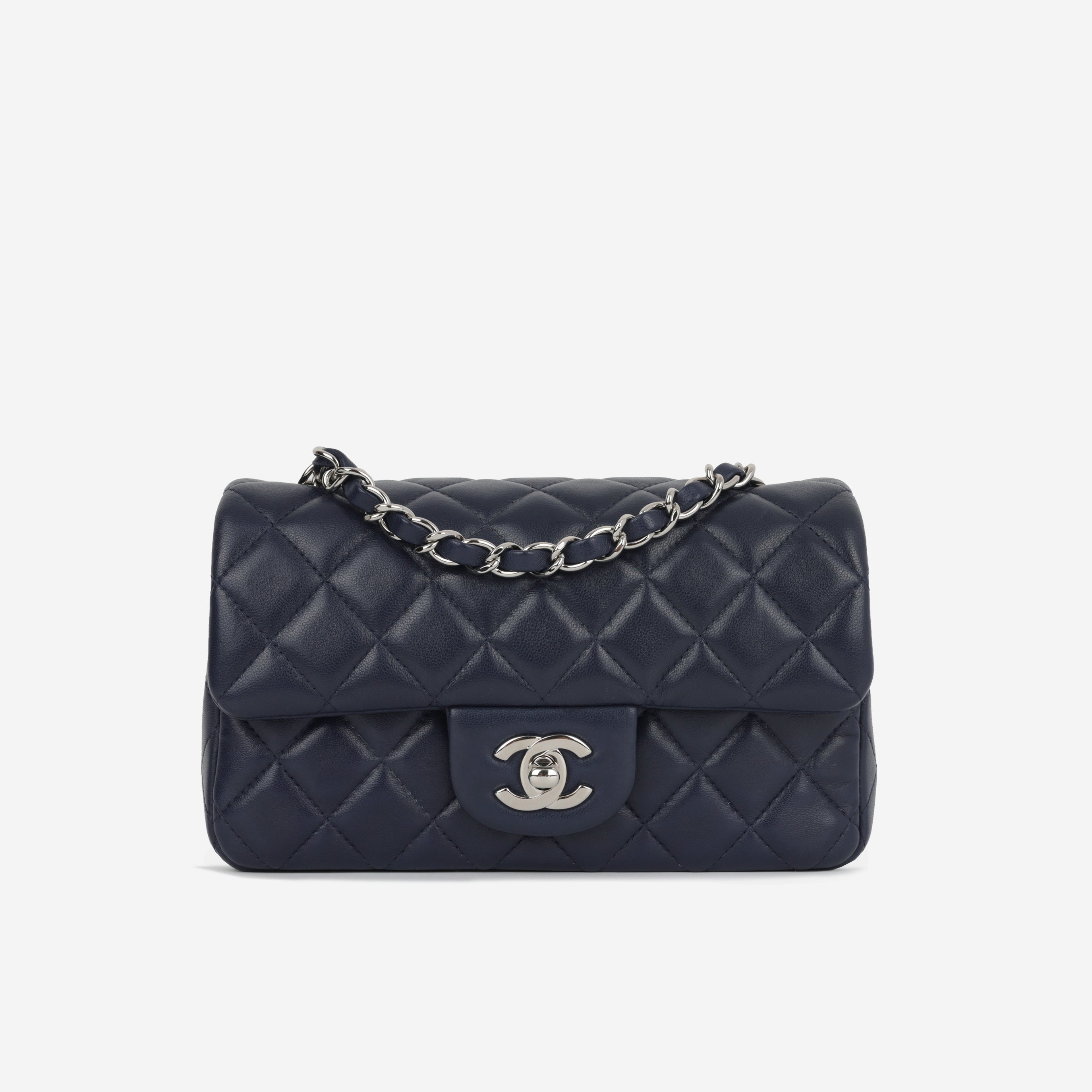 Chanel - Classic Flap Bag - Mini Rectangular - Navy Lambskin SHW