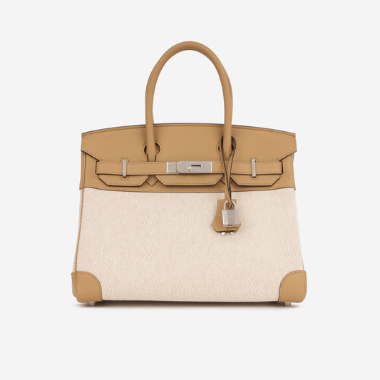 Birkin 30 Toile - Chai/Ecru