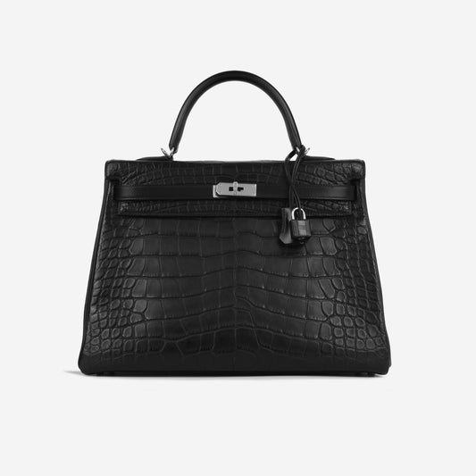 Kelly 35 - Noir Matte Alligator