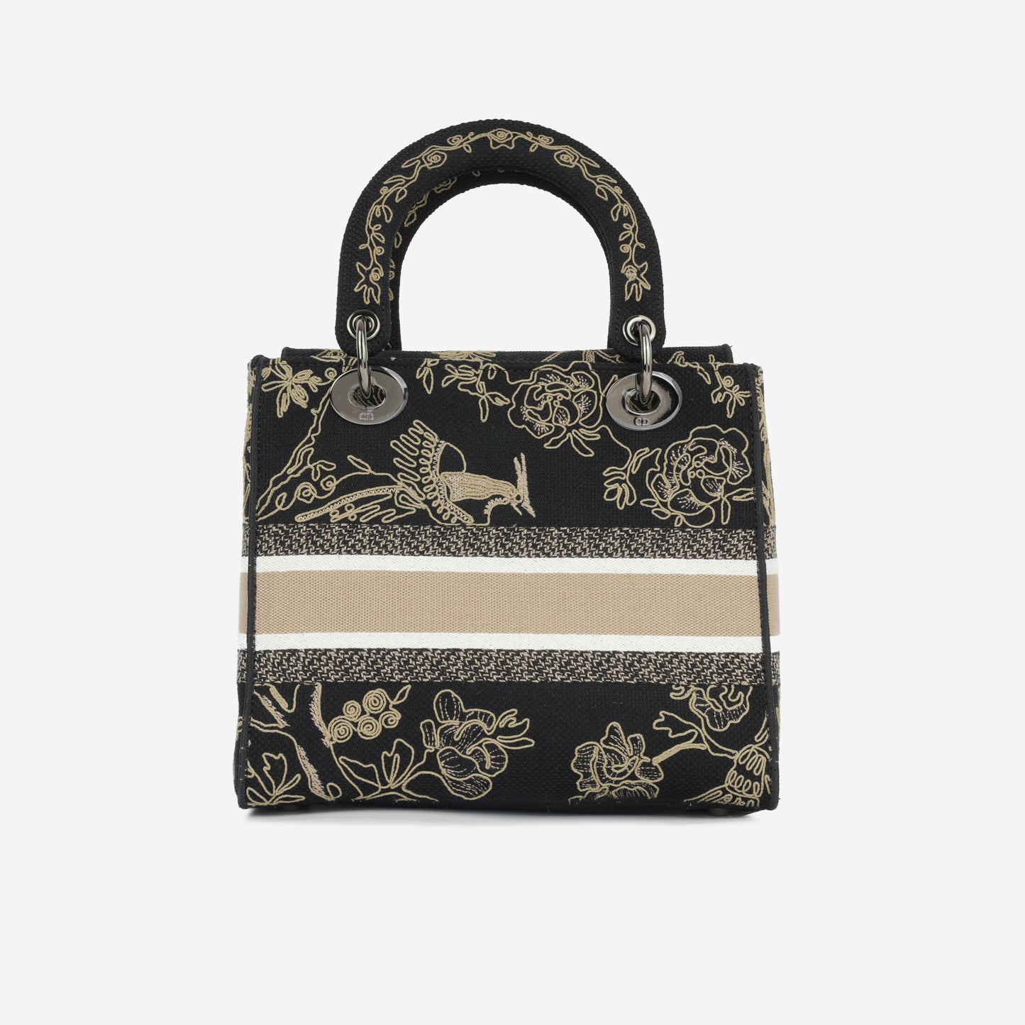 Medium Lady D-Lite - Black Embroidered Toile
