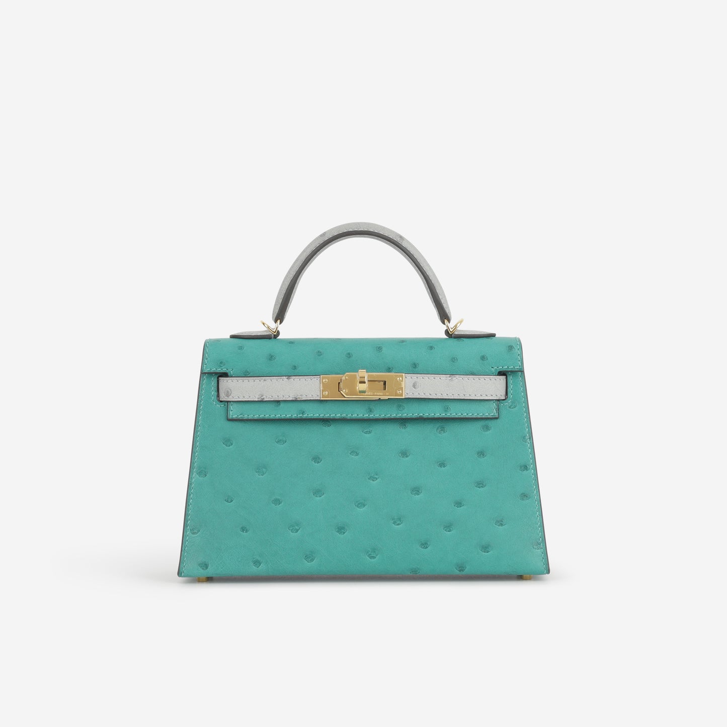 Hermès HSS Mini Kelly 20 - Vert Verone / Bleu Glacier Ostrich | Gold Hardware
