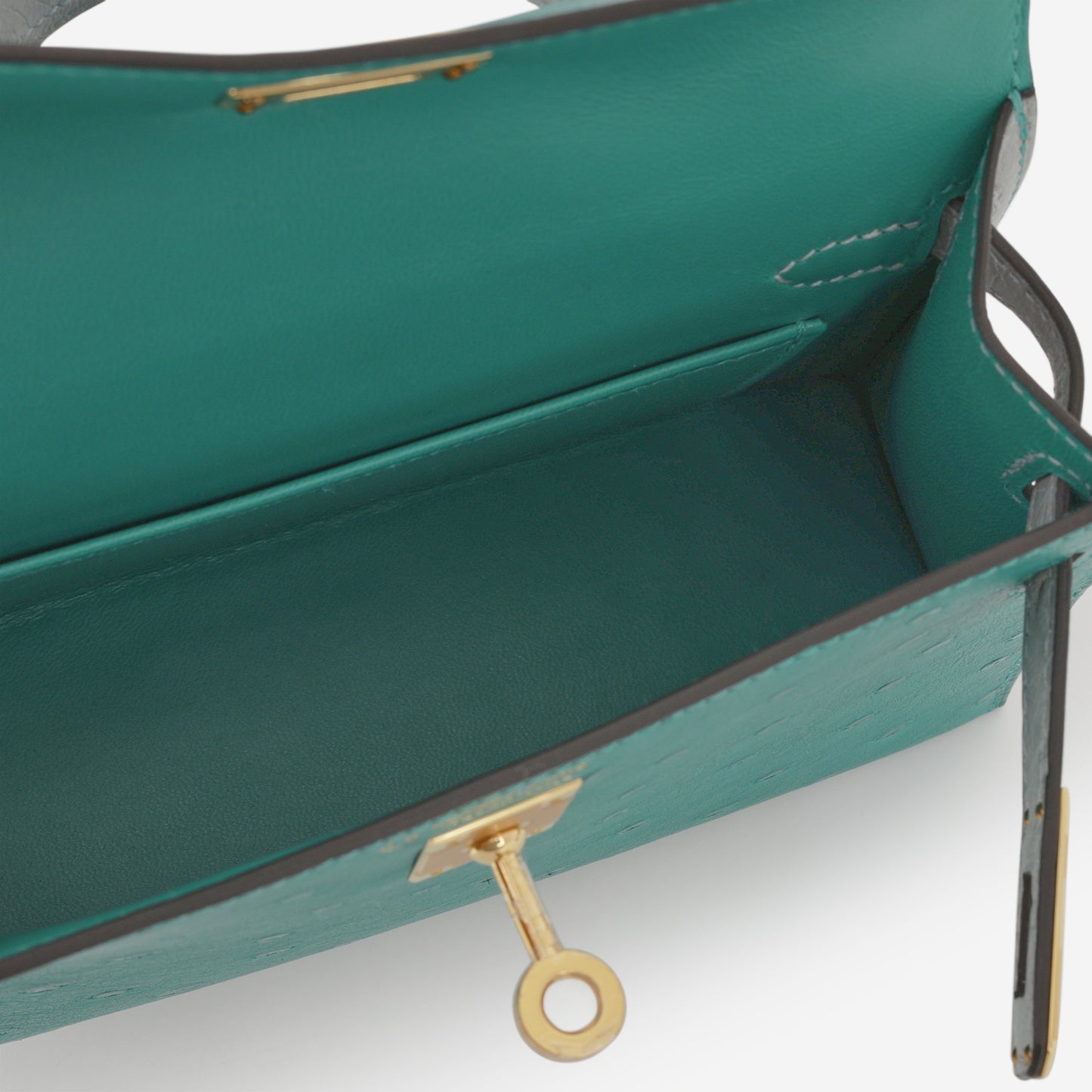 Hermès HSS Mini Kelly 20 - Vert Verone / Bleu Glacier Ostrich | Gold Hardware
