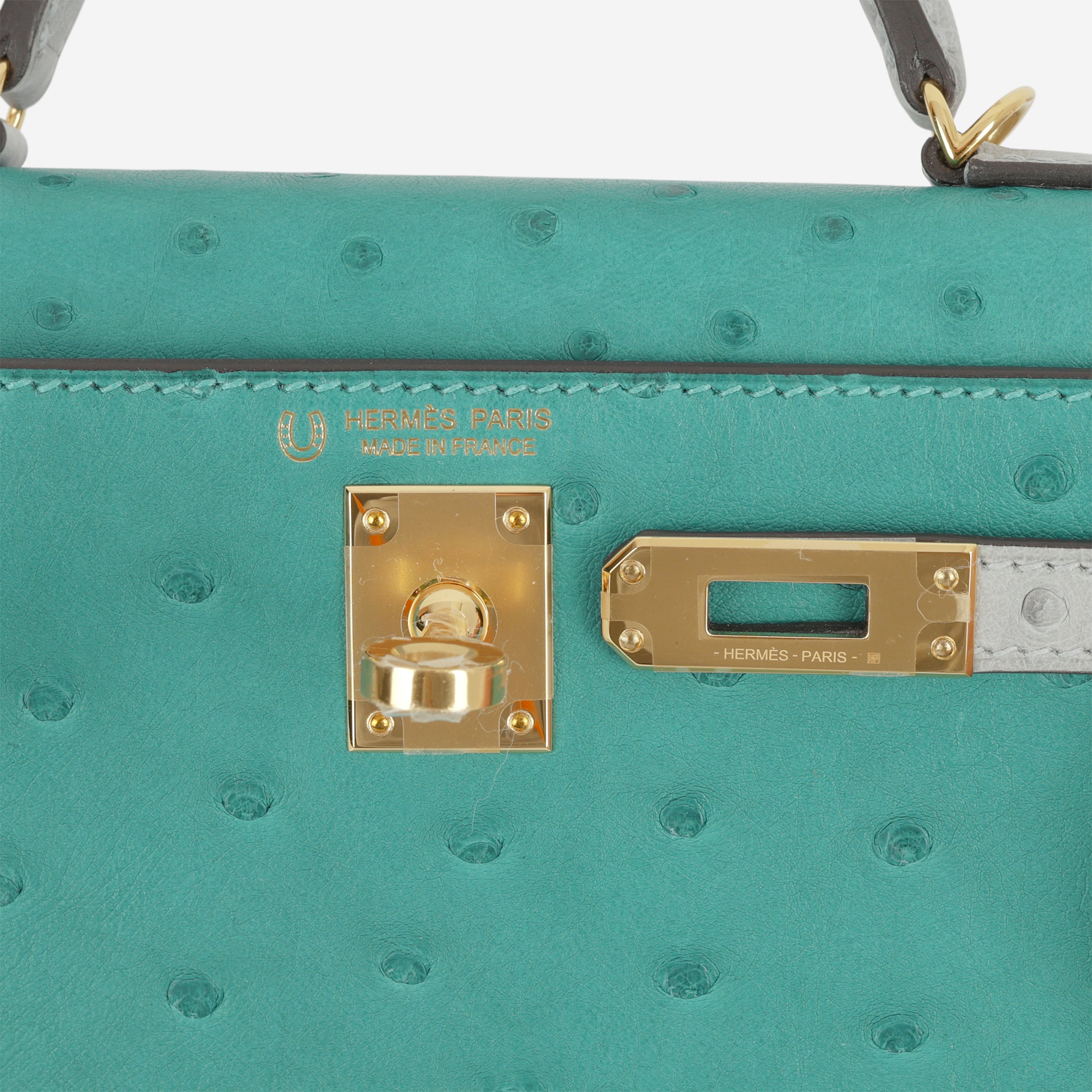 Hermès HSS Mini Kelly 20 - Vert Verone / Bleu Glacier Ostrich