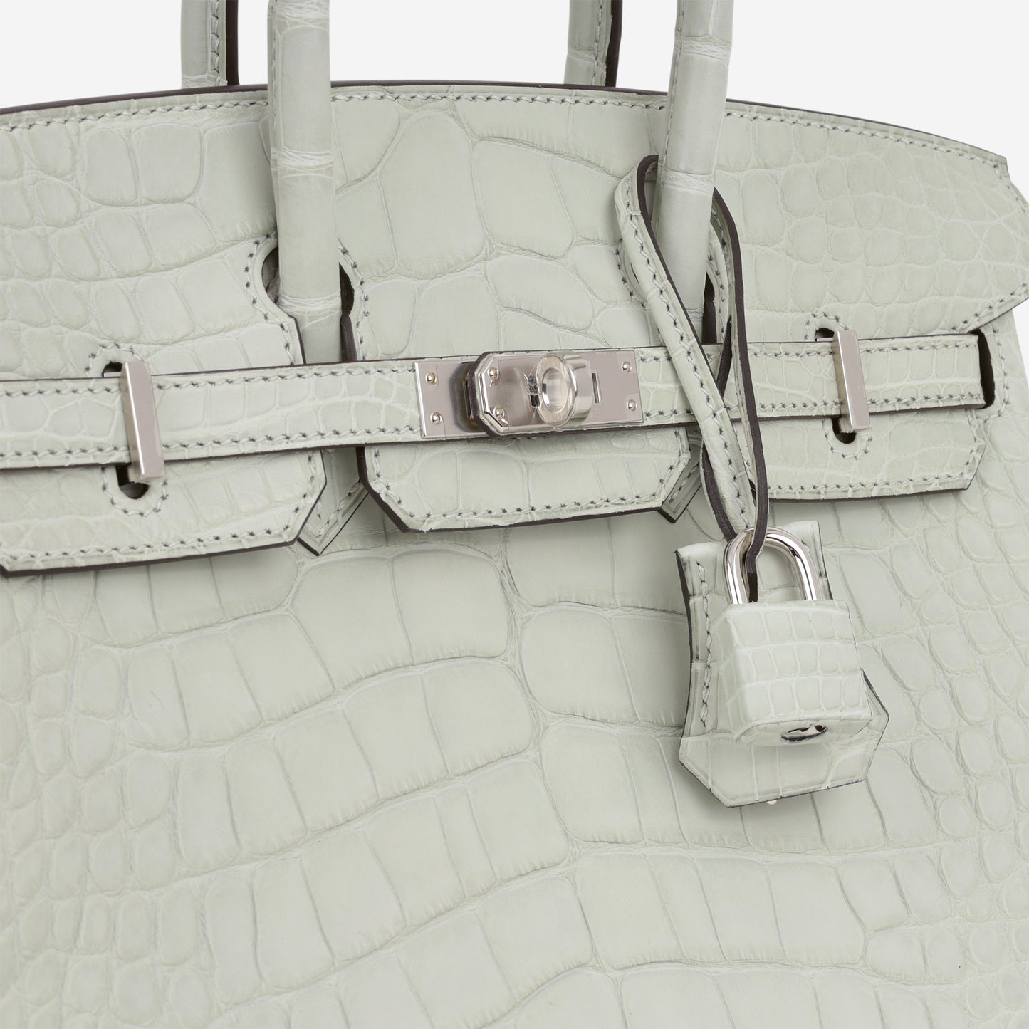 Hermès Birkin 25 - Gris Neve Matte Alligator | Palladium Hardware - Bagista