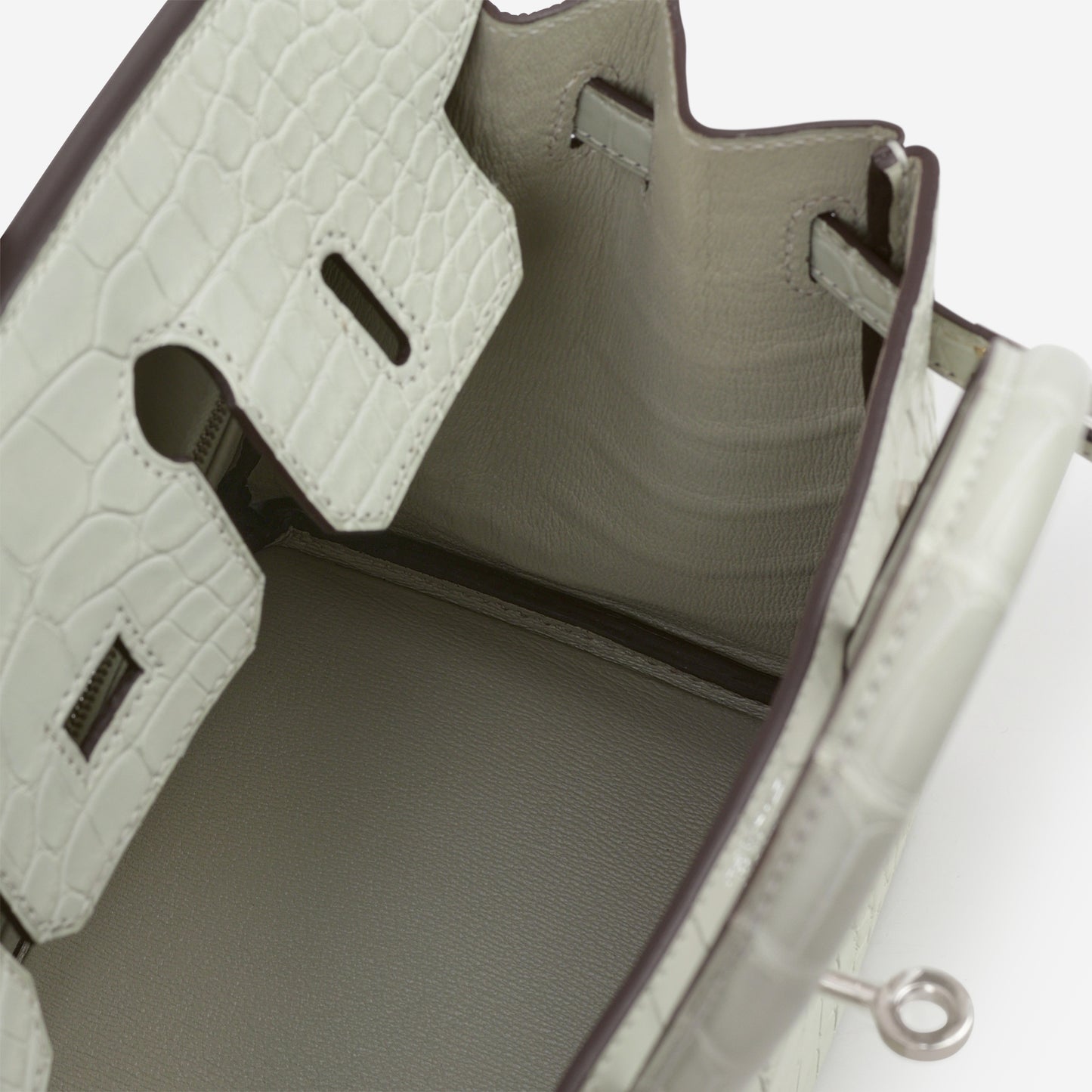 Hermès Birkin 25 - Gris Neve Matte Alligator | Palladium Hardware - Bagista