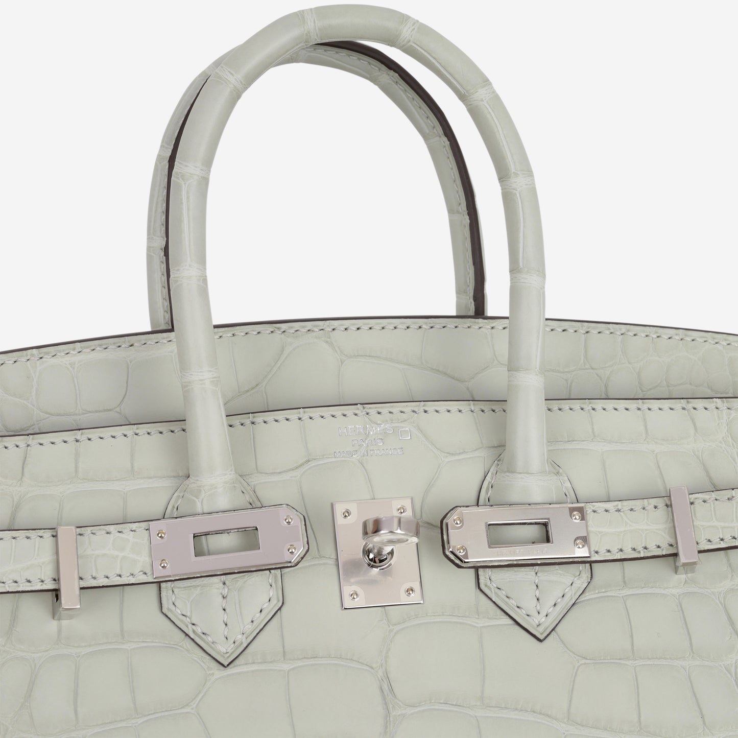 Hermès Birkin 25 - Gris Neve Matte Alligator | Palladium Hardware - Bagista