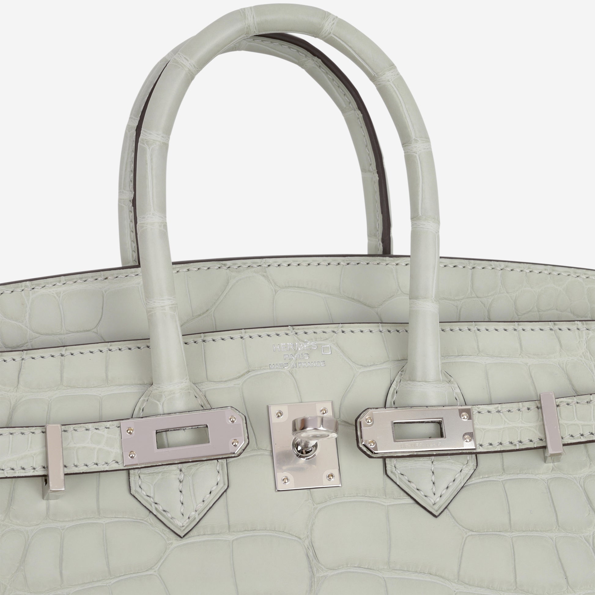 Hermès Birkin 25 - Gris Neve Matte Alligator | Palladium Hardware - Bagista