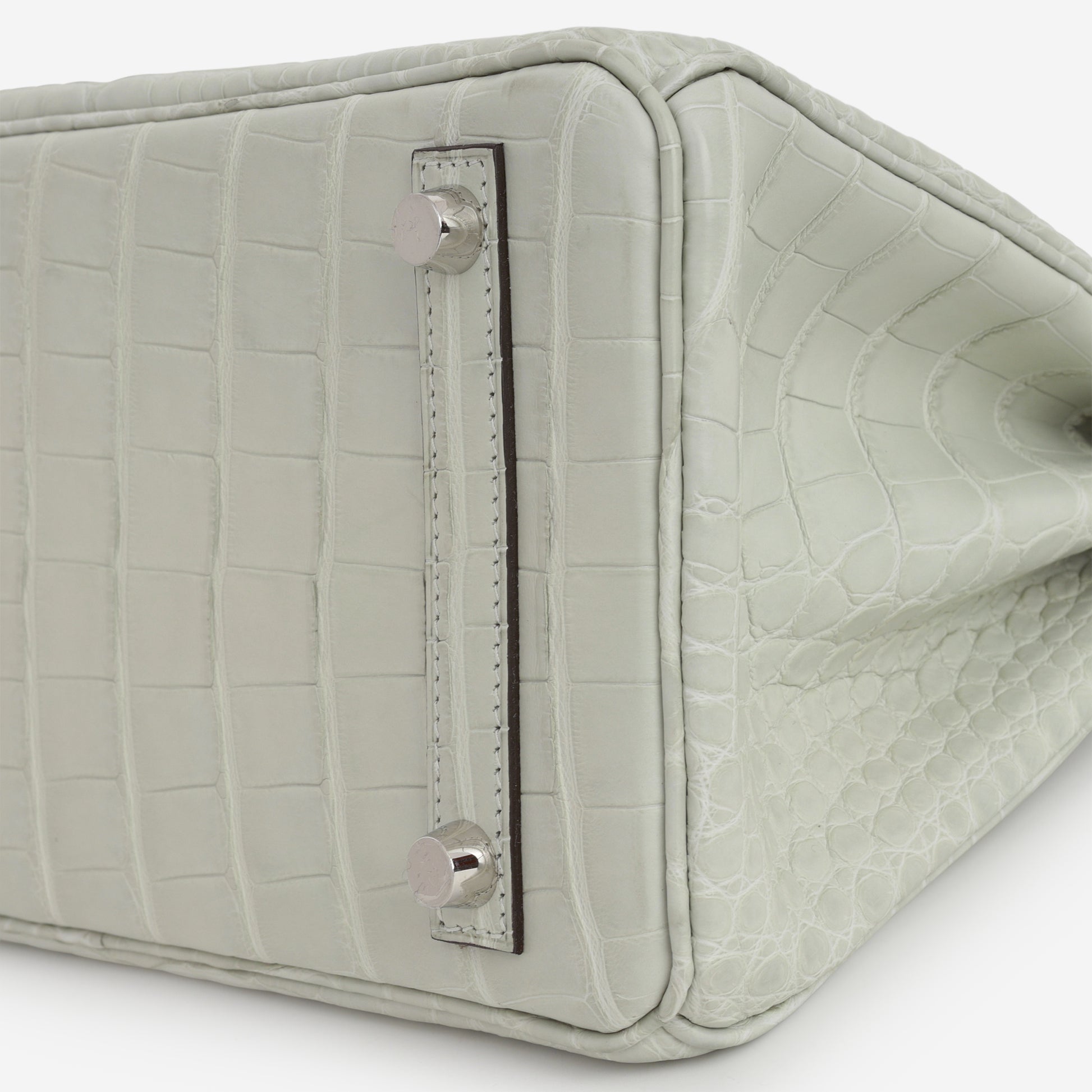 Hermès Birkin 25 - Gris Neve Matte Alligator | Palladium Hardware - Bagista