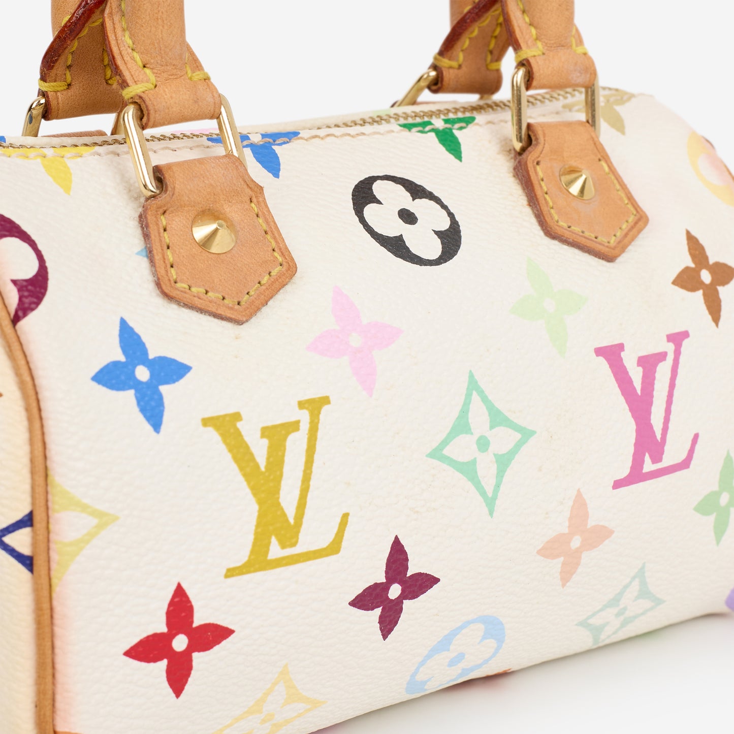 Louis Vuitton Nano Speedy - TM White Multicolor Monogram | Gold Hardware
