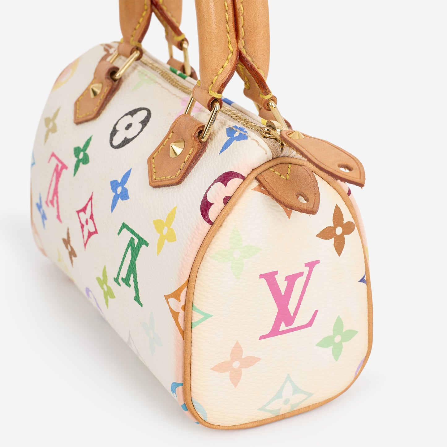 Louis Vuitton Nano Speedy - TM White Multicolor Monogram | Gold Hardware