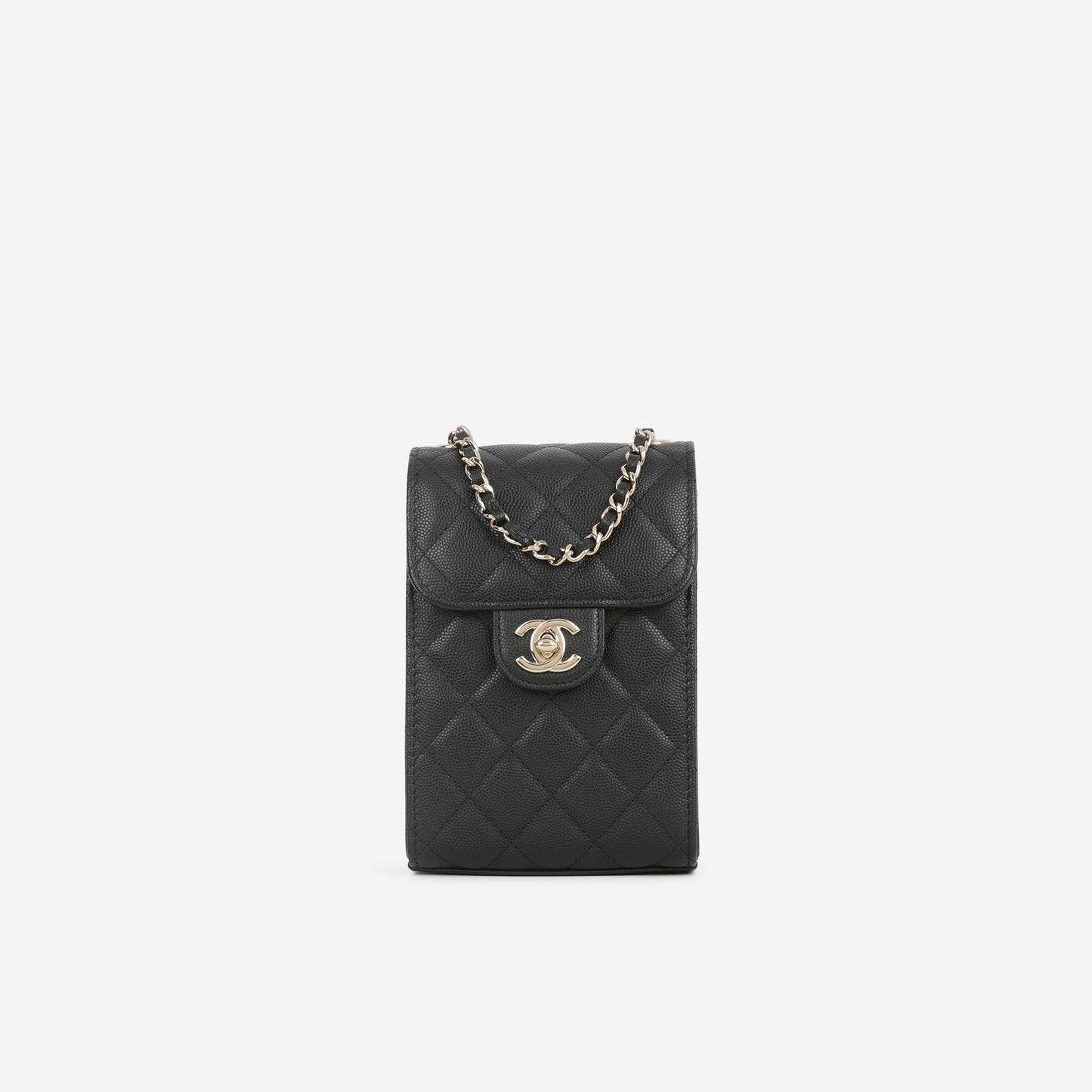 Chanel CC Turnlock Phone Case - Black Caviar | Champagne Gold Hardware