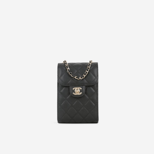 Chanel CC Turnlock Phone Case - Black Caviar | Champagne Gold Hardware