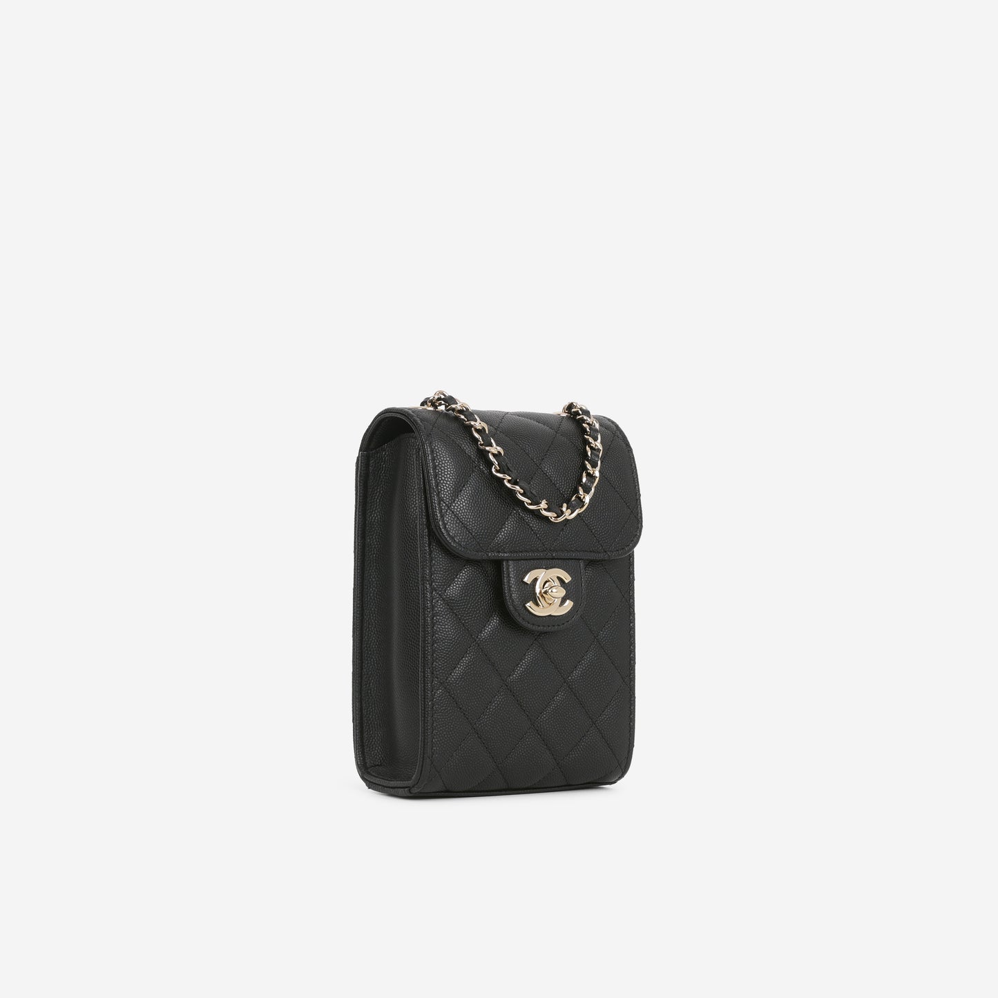 Chanel CC Turnlock Phone Case - Black Caviar | Champagne Gold Hardware