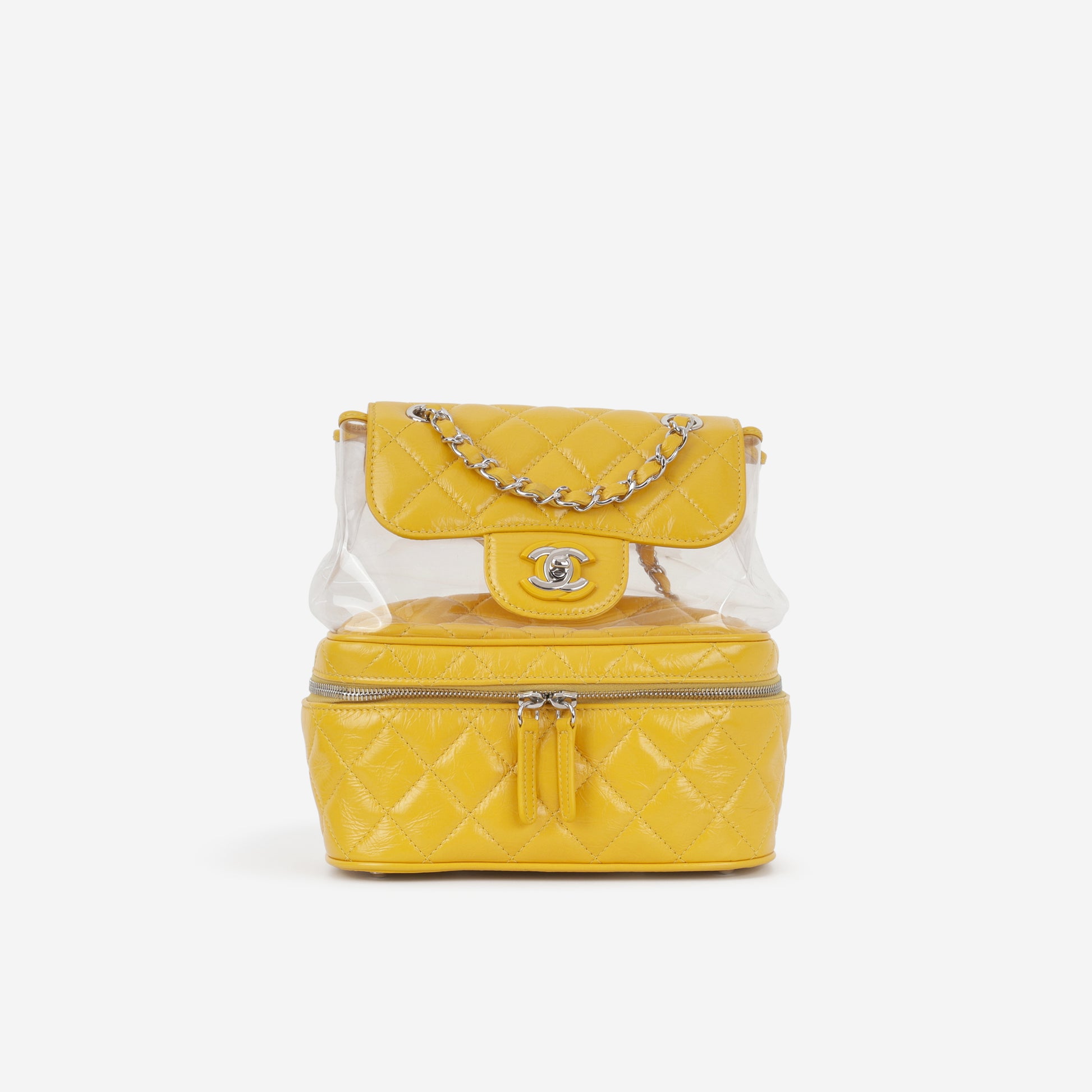 Aquarium Backpack - Yellow Crumpled Calfskin / Clear PVC | Silver Hardware - Bagista