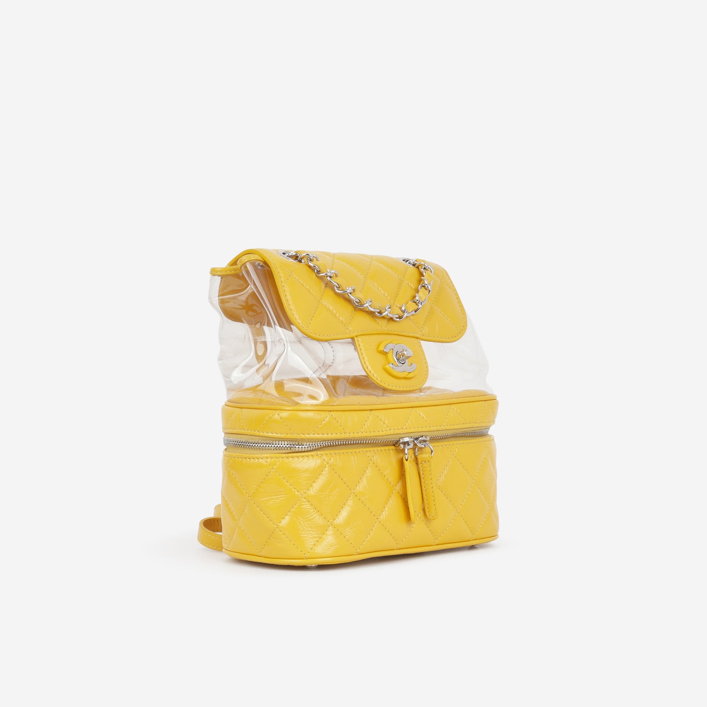 Aquarium Backpack - Yellow Crumpled Calfskin / Clear PVC | Silver Hardware - Bagista