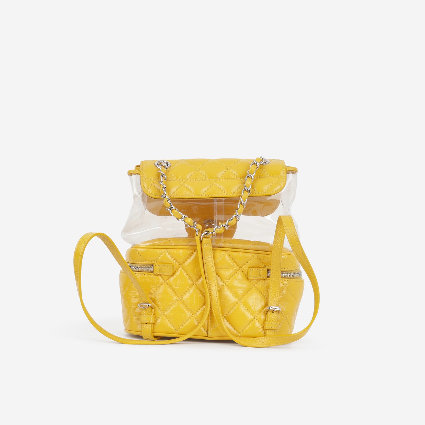 Aquarium Backpack - Yellow Crumpled Calfskin / Clear PVC | Silver Hardware - Bagista