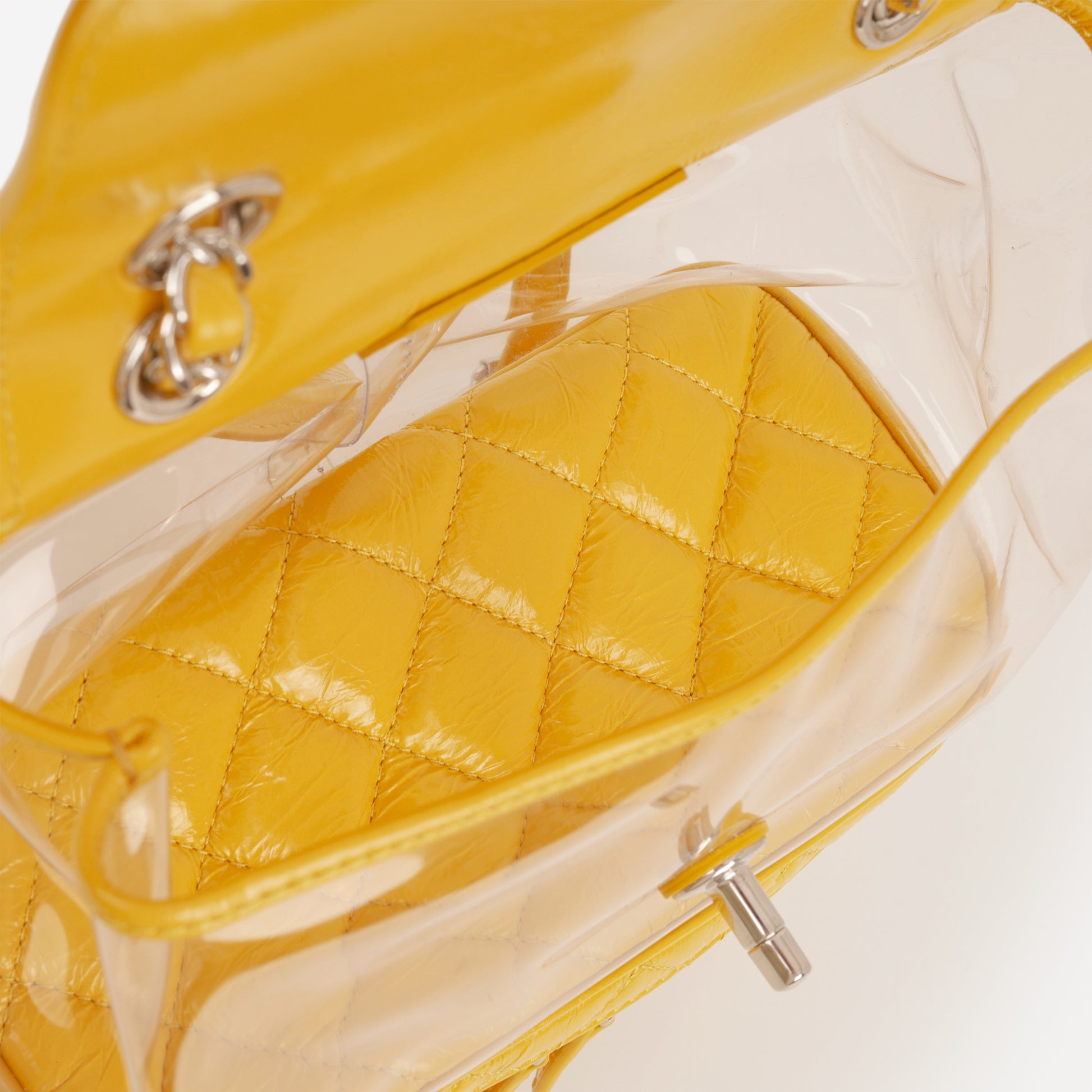 Aquarium Backpack - Yellow Crumpled Calfskin / Clear PVC | Silver Hardware - Bagista