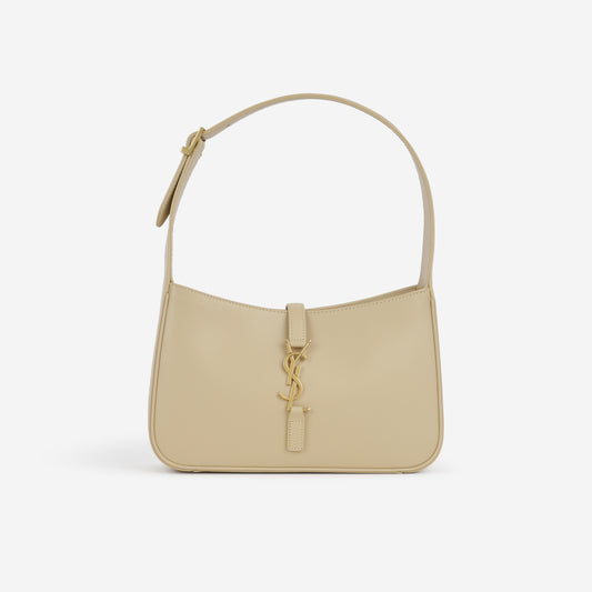 Saint Laurent Le 5 A 7 Hobo - Beige Smooth Calfskin | Gold Hardware - Bagista