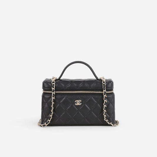 Chanel Top Handle Vanity With Chain - Black Caviar | Champagne Gold Hardware