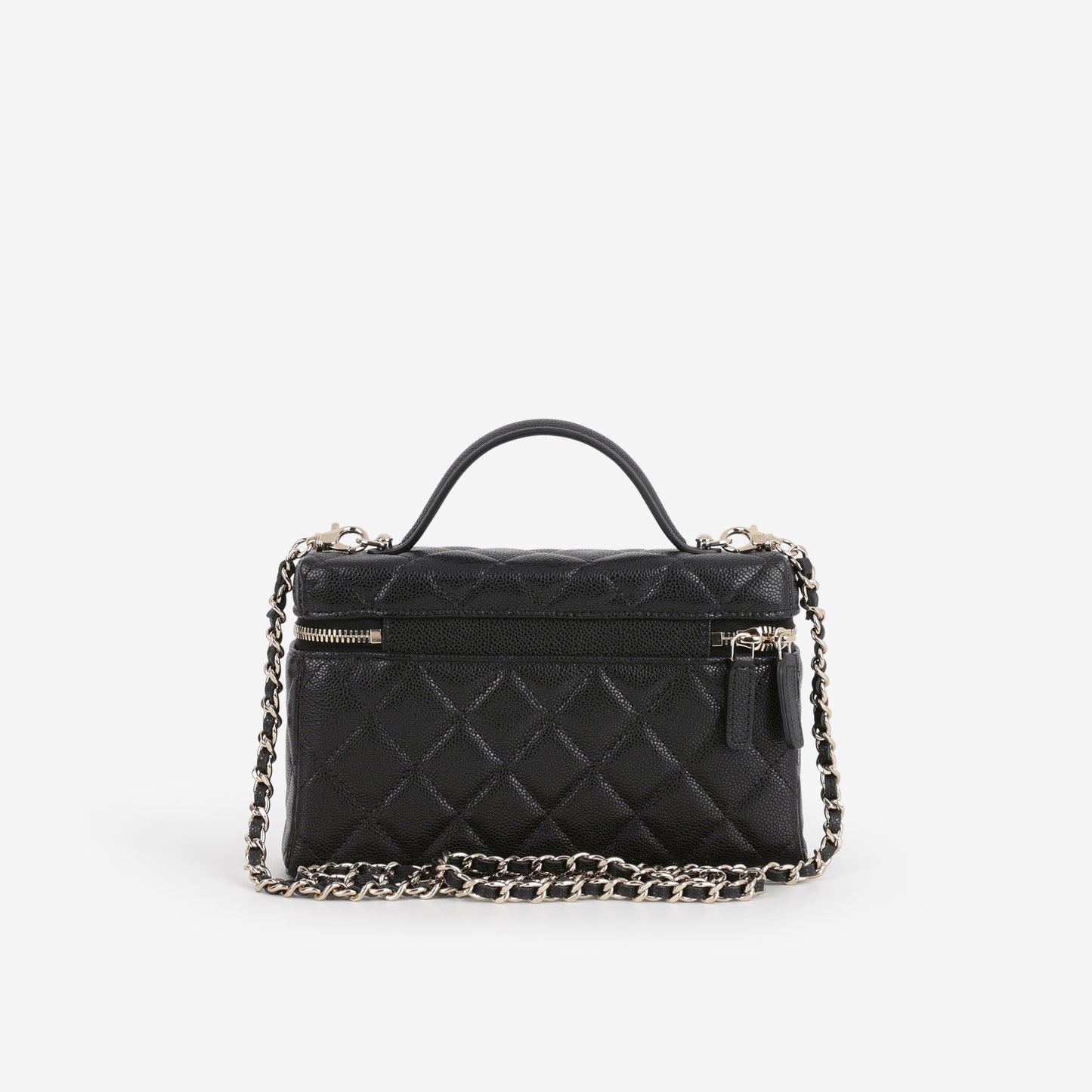 Chanel Top Handle Vanity With Chain - Black Caviar | Champagne Gold Hardware