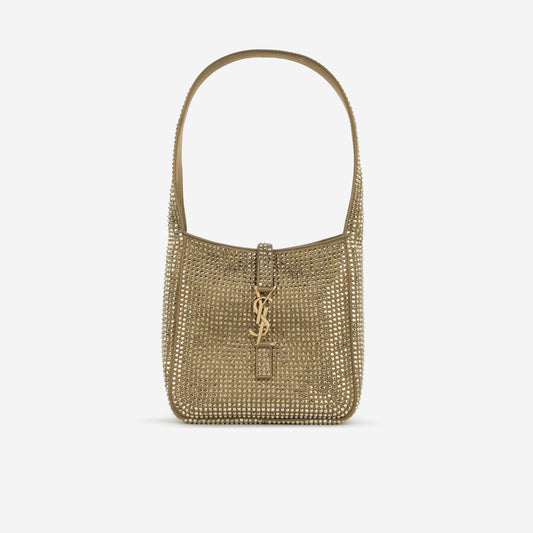 Saint Laurent Mini Le 5 a 7 - Gold Crystal Embellished Satin | Gold Hardware