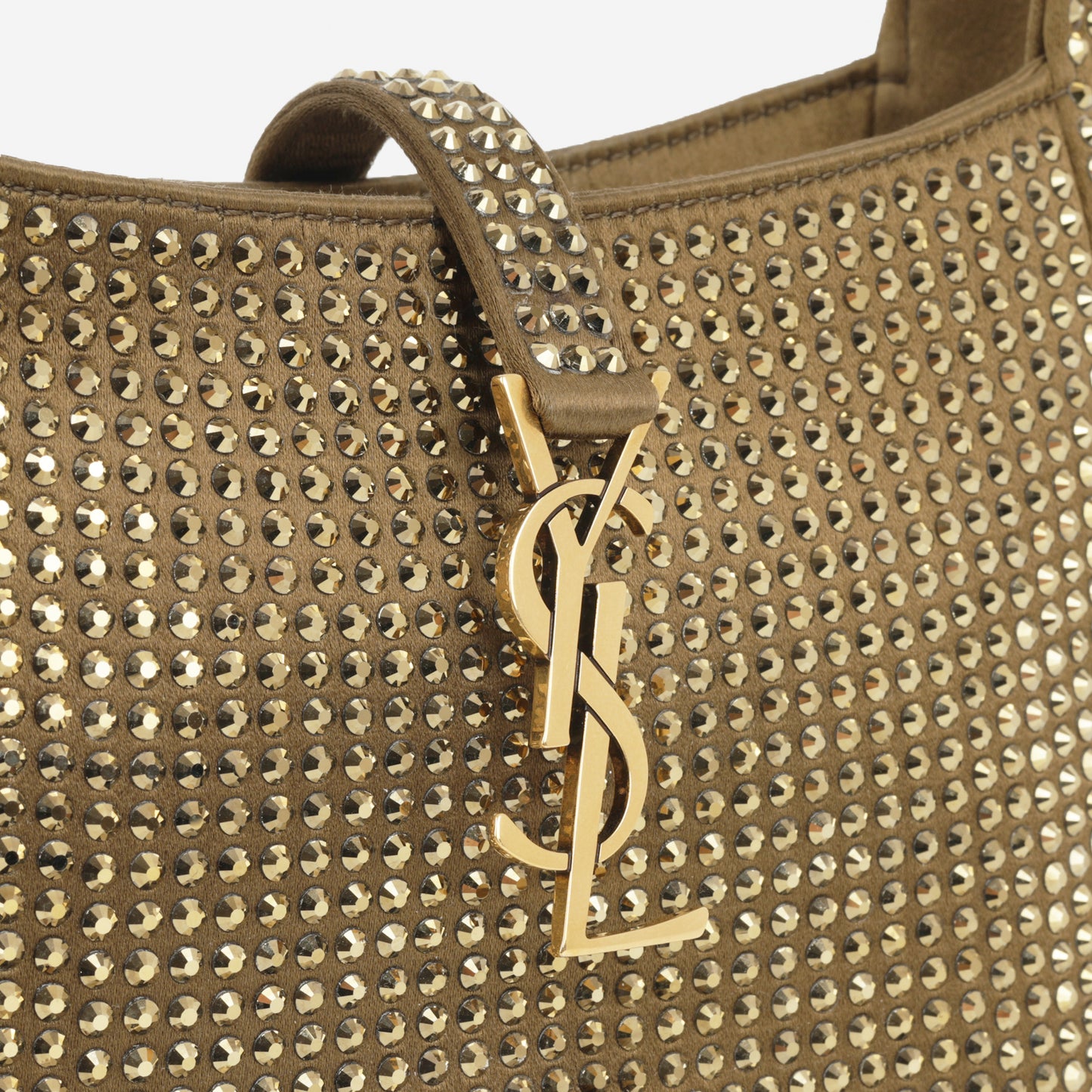 Saint Laurent Mini Le 5 a 7 - Gold Crystal Embellished Satin | Gold Hardware