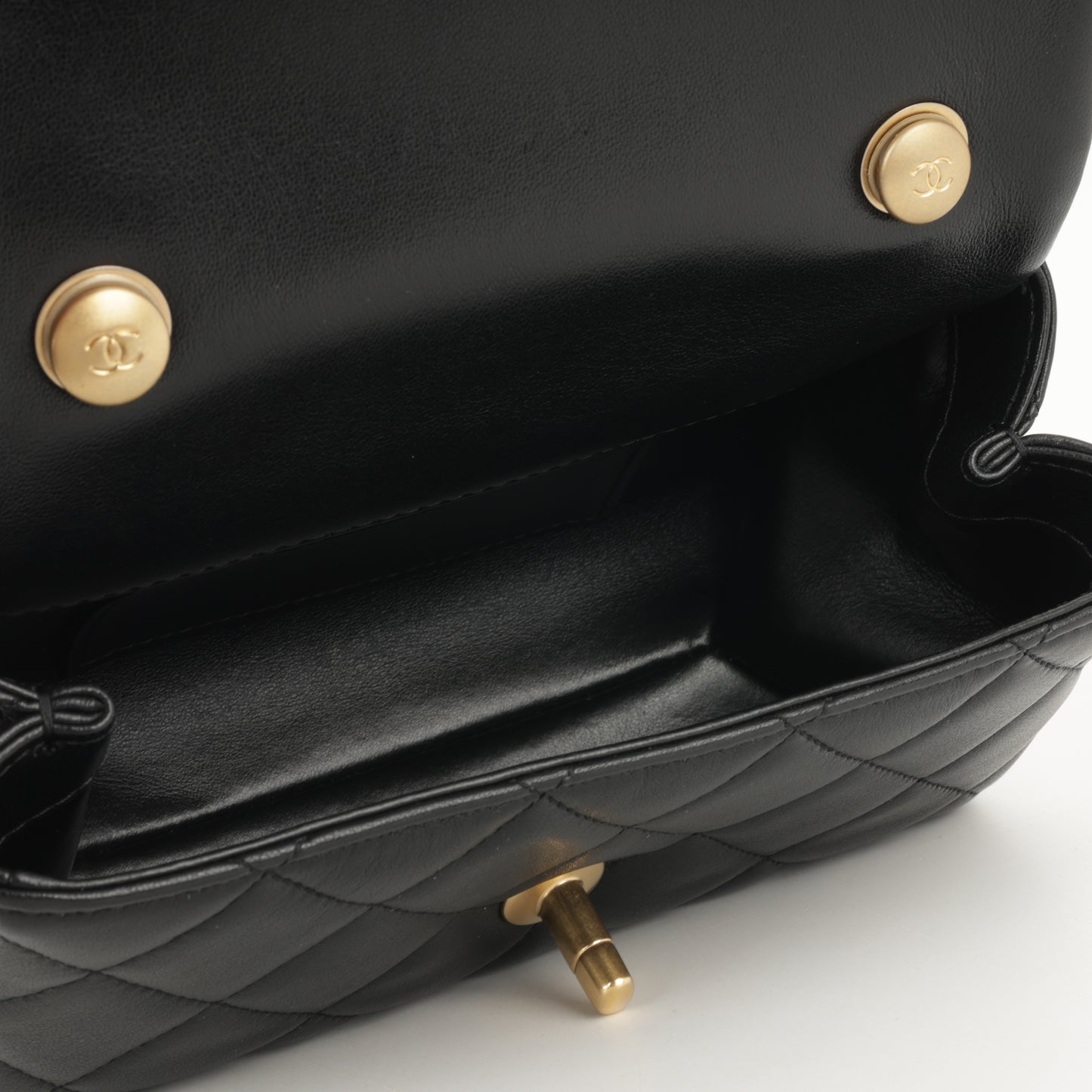 Chanel Mini Rectangular with Pearl Top Handle - Black Lambskin | Aged Gold Hardware