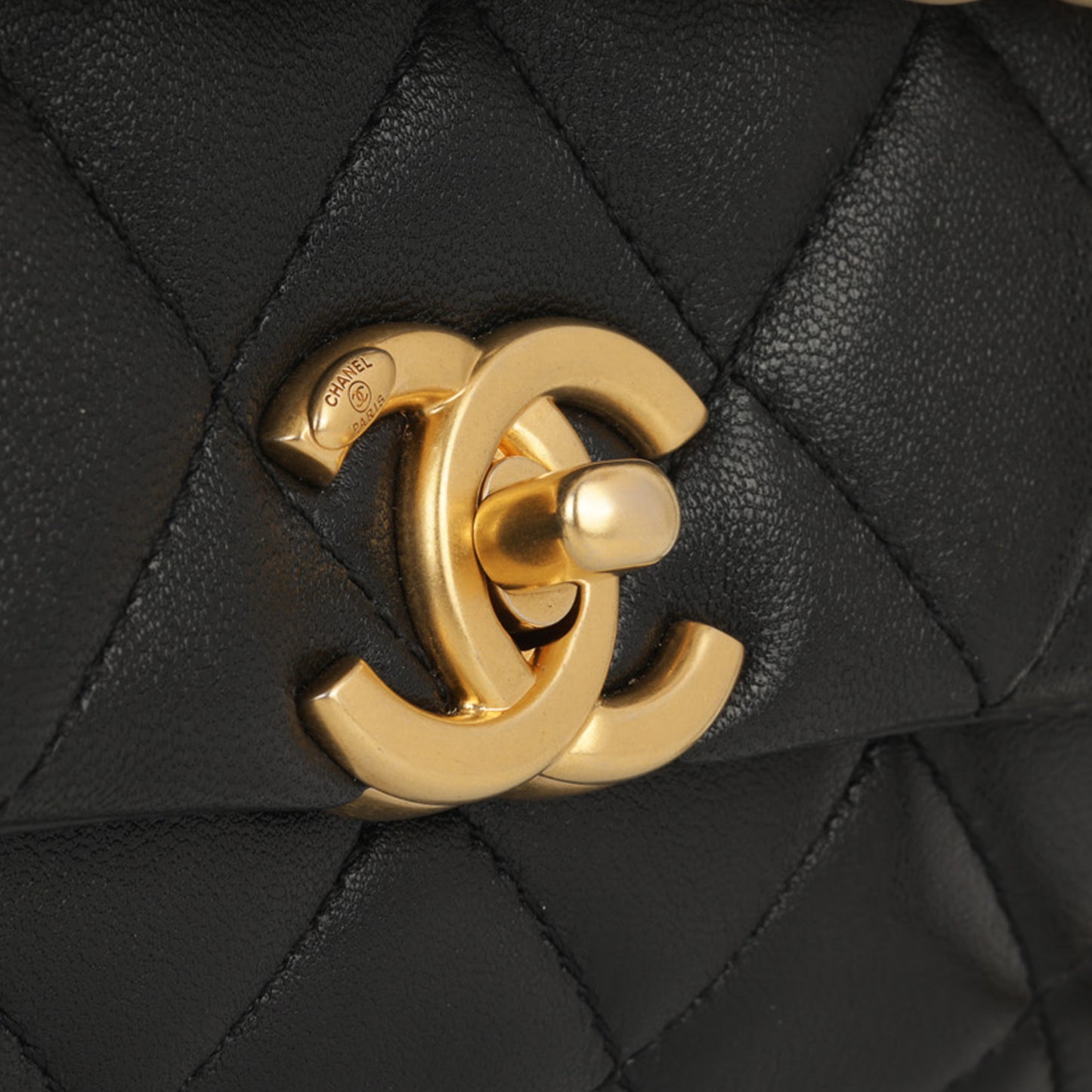Chanel Mini Rectangular with Pearl Top Handle - Black Lambskin | Aged Gold Hardware