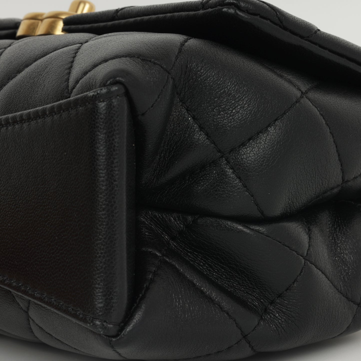 Chanel Mini Rectangular with Pearl Top Handle - Black Lambskin | Aged Gold Hardware