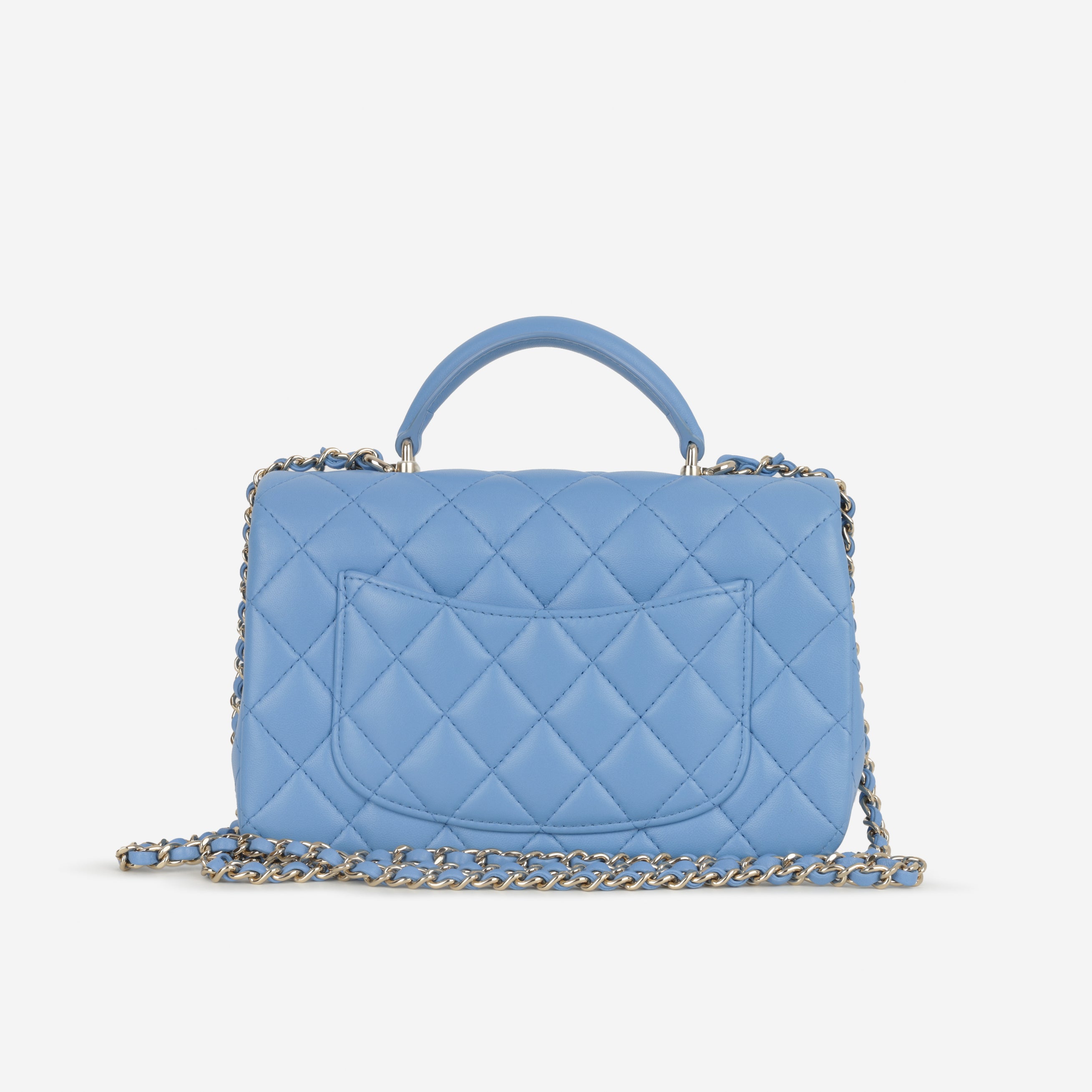 Chanel Mini Top Handle Flap - Blue Lambskin | Champagne Gold
